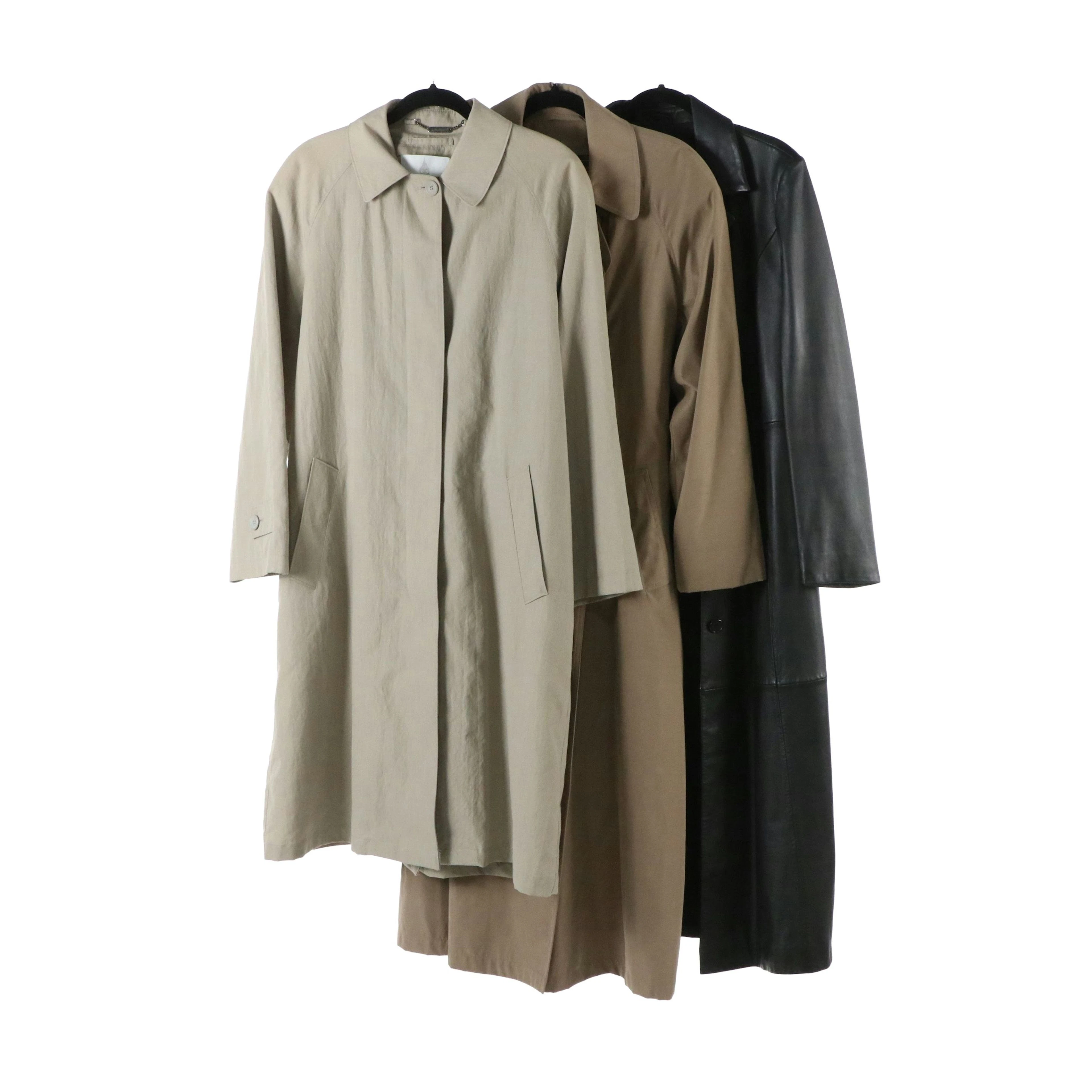 Vintage London Fog Trench Coats and Winlit Single Breasted Black Leather Coat
