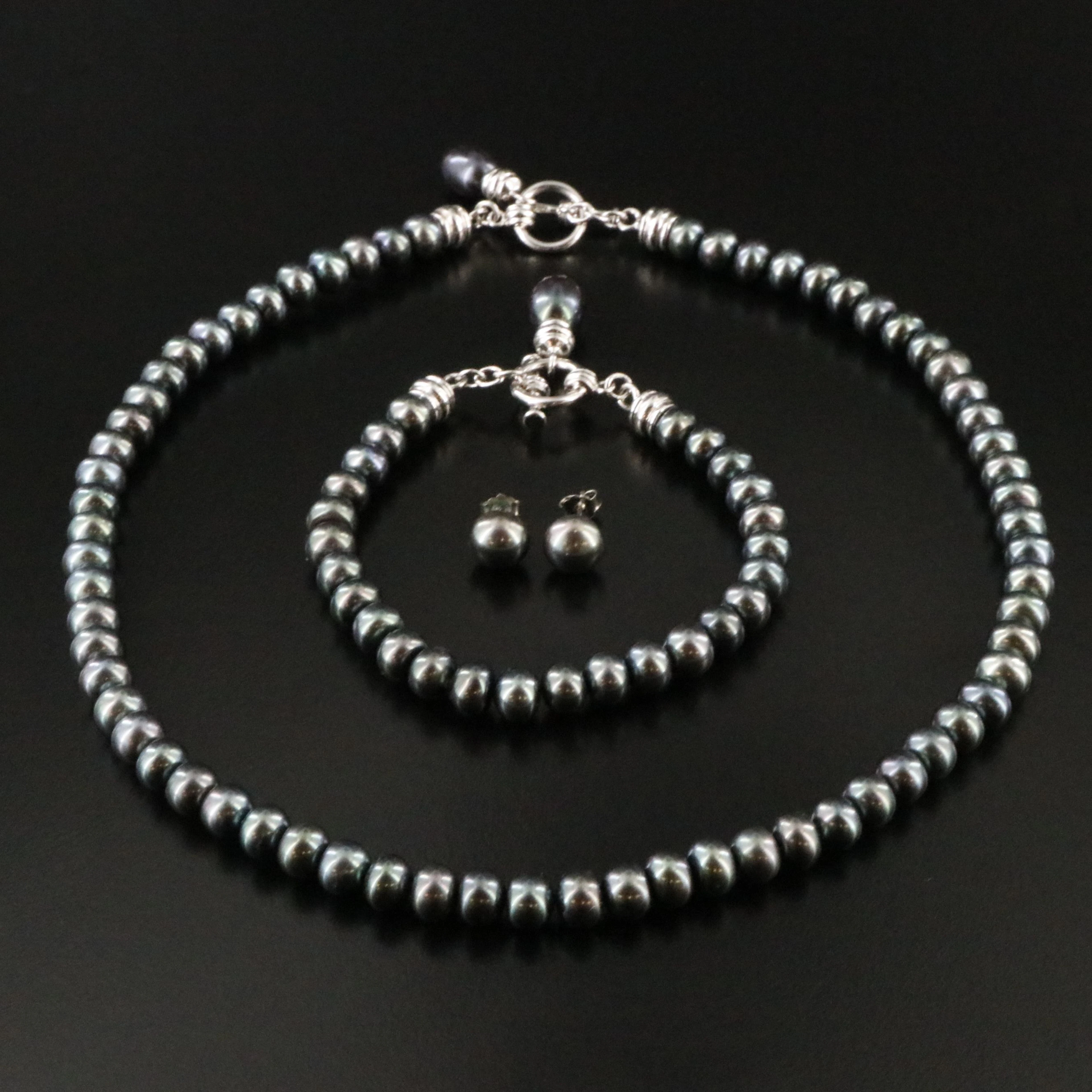 Honora Pearl Sterling Necklace and Bracelet with Earrings