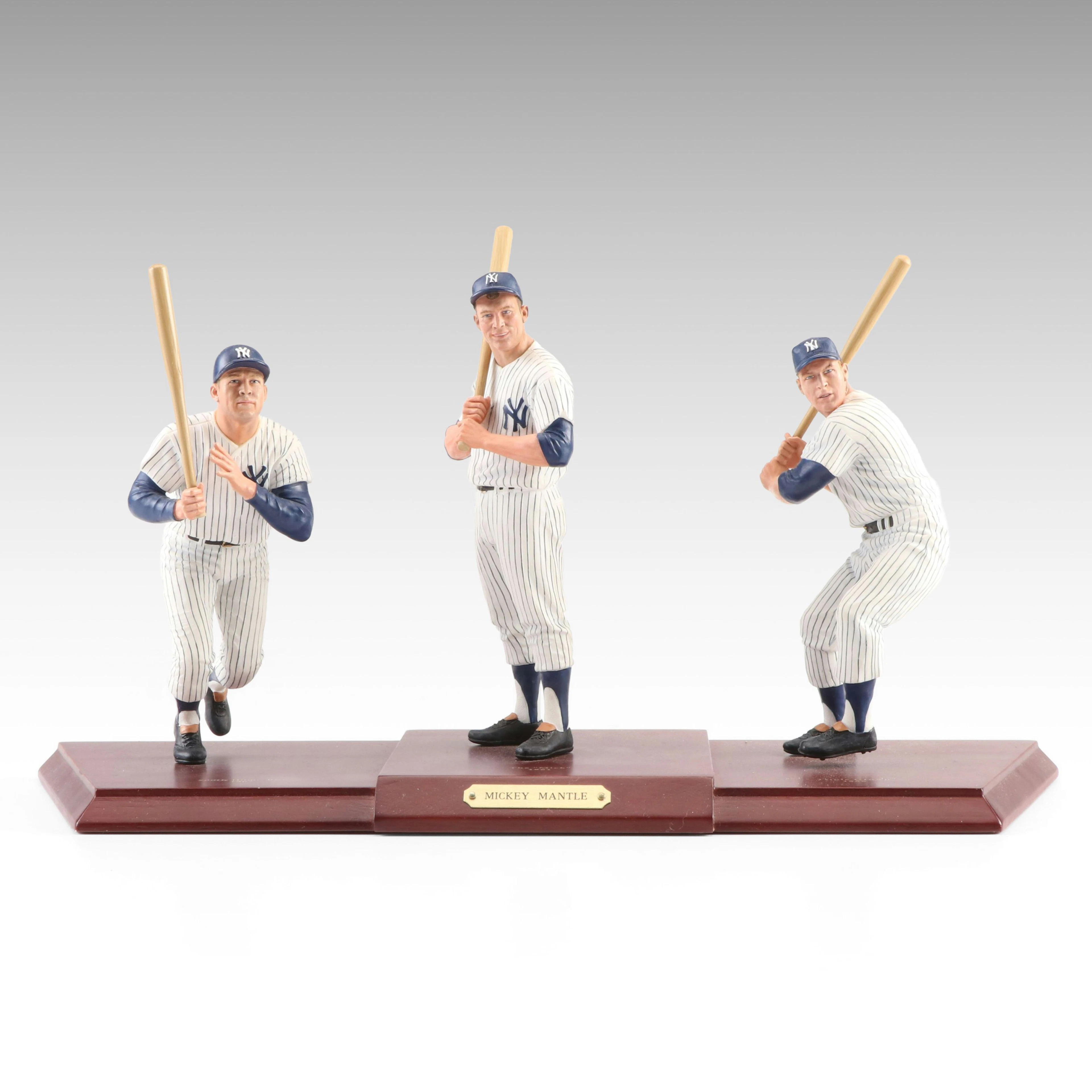 Danbury Mint Mickey Mantle Three-Figurine Commemorative Display