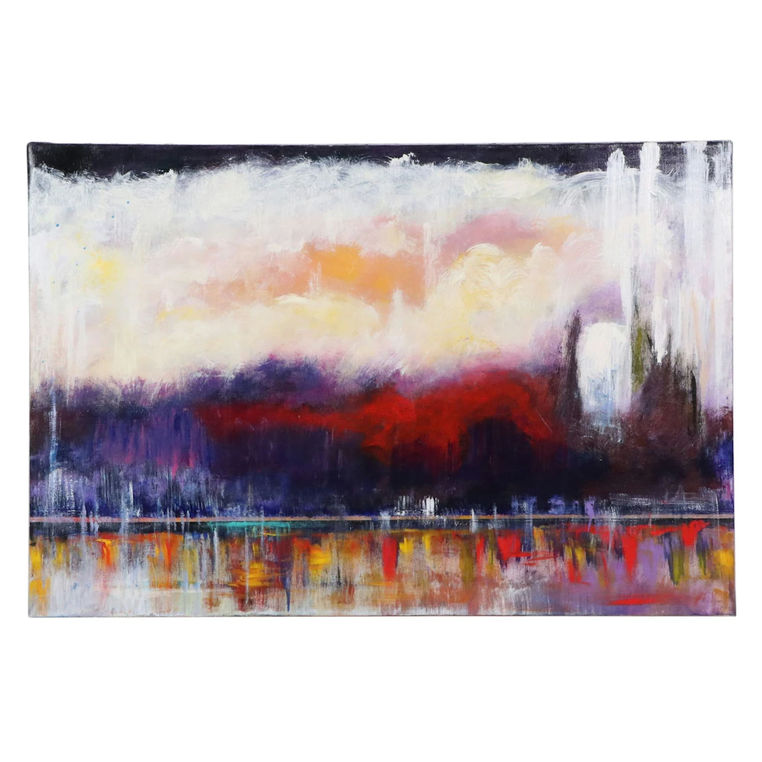 Robert R. Lackney Expressionist Acrylic Painting "Evening of the River"