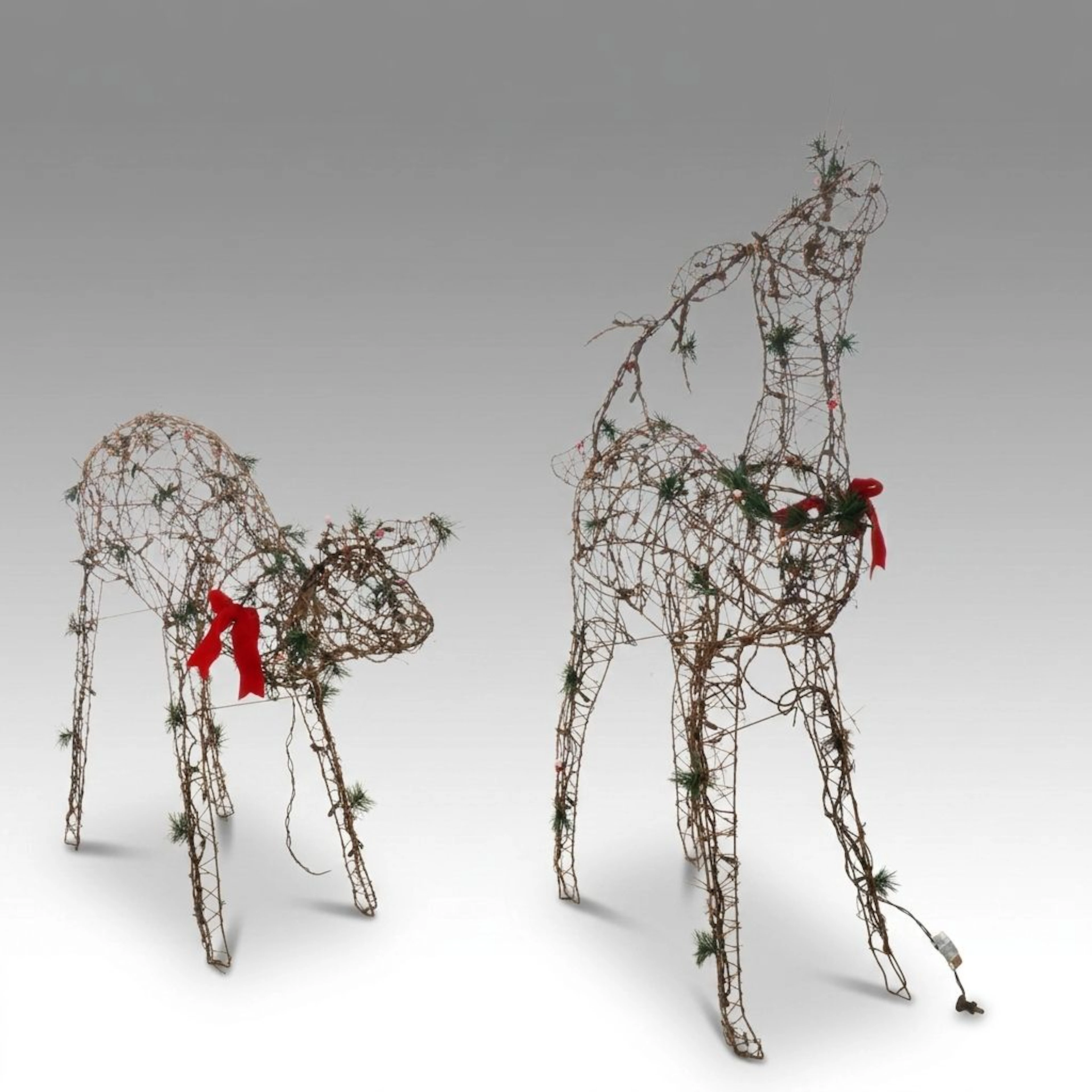 Lighted Reindeer Lawn Sculptures, Contemporary