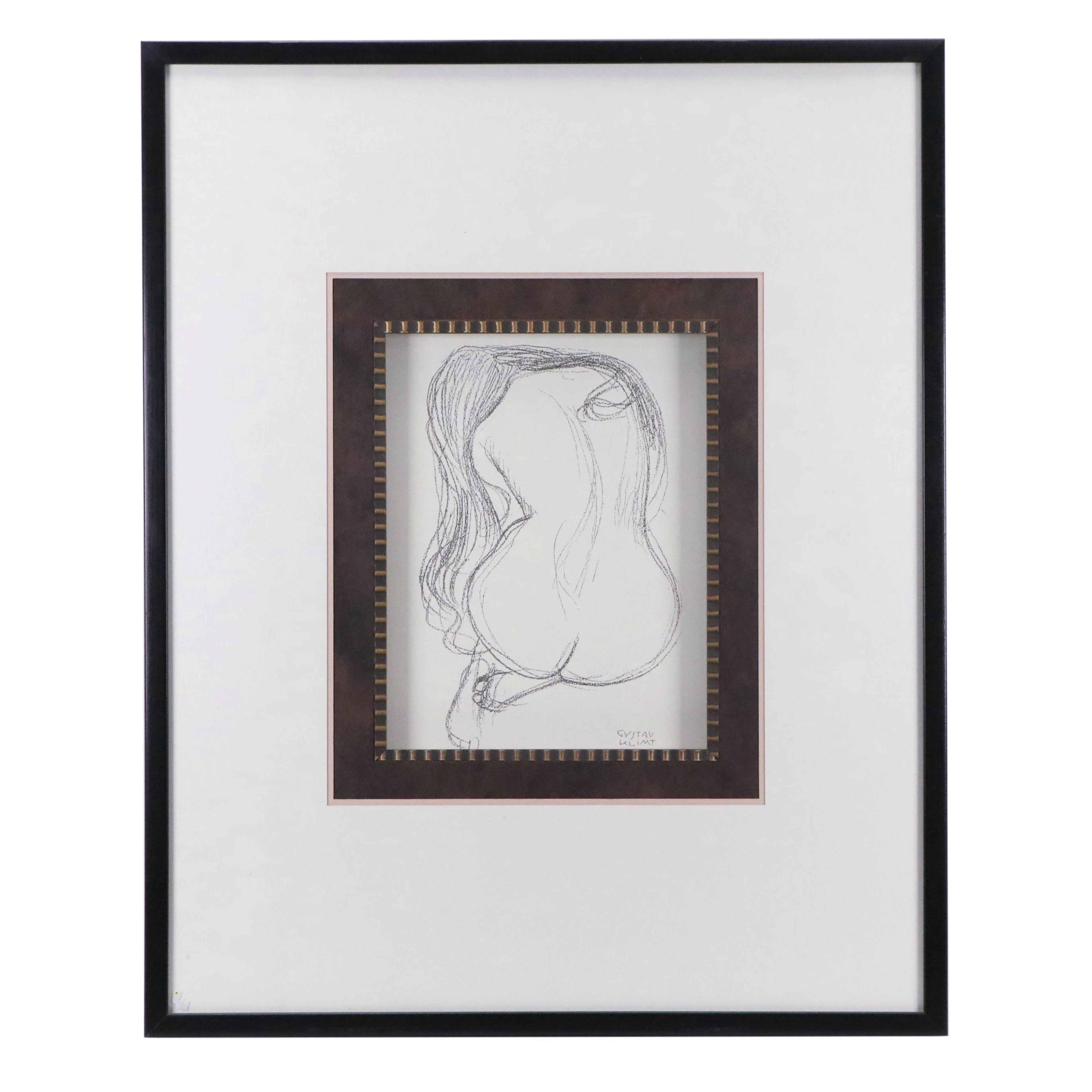 After Gustav Klimt Reproduction Print "Seated Female Nude II, Sketchbook Study"