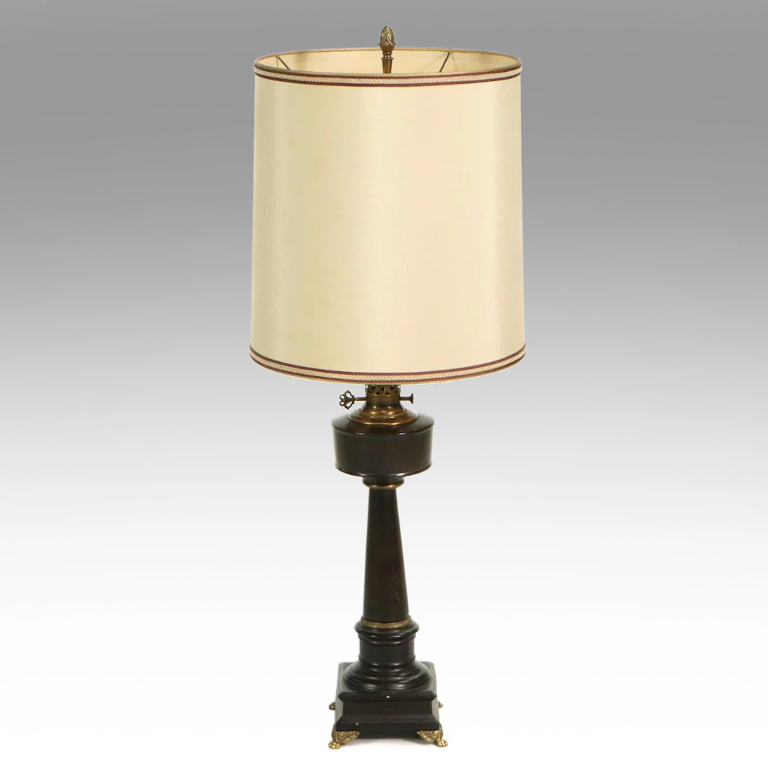 Paul Hansen Faux Oil Lamp Table Lamp, Vintage