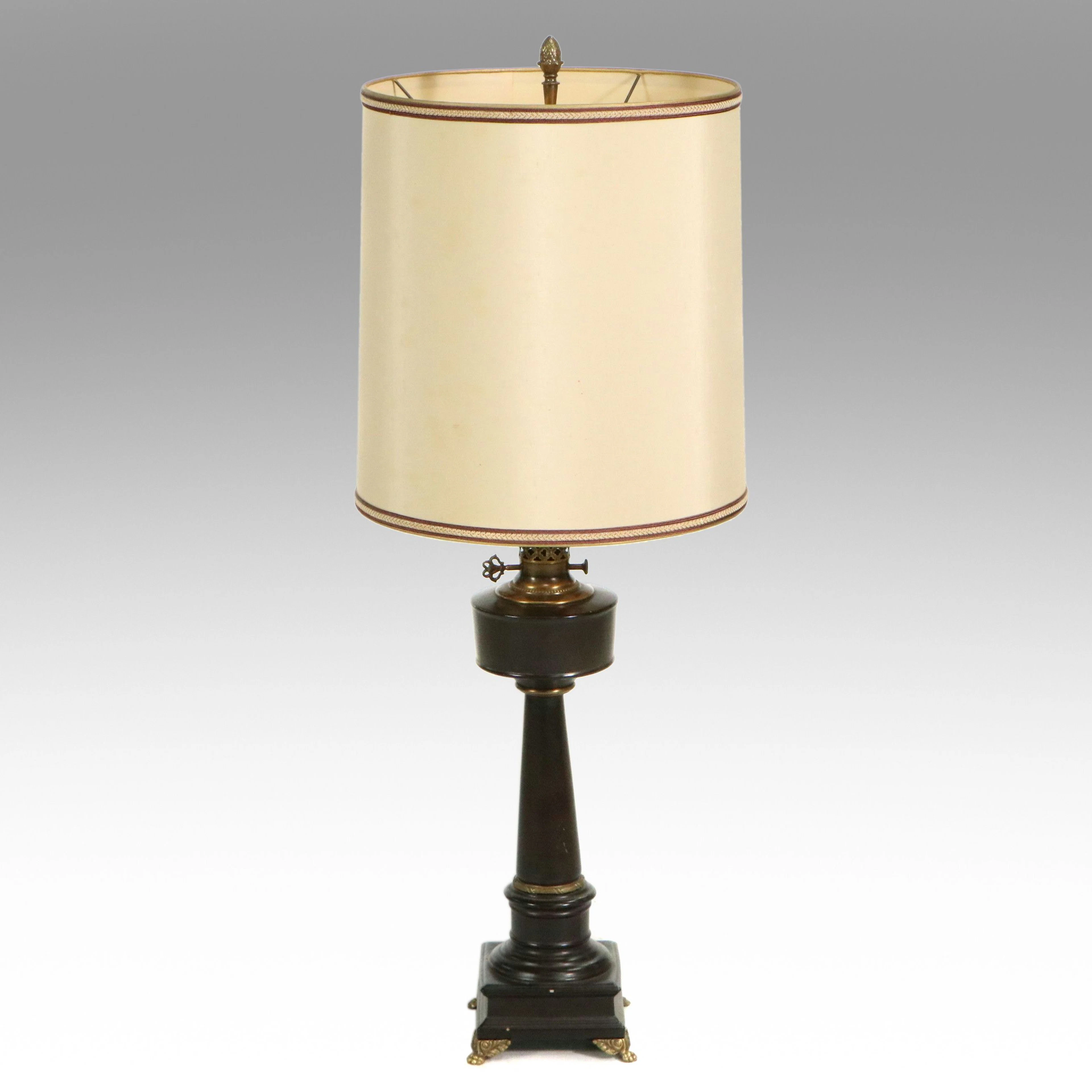 Paul Hansen Faux Oil Lamp Table Lamp, Vintage