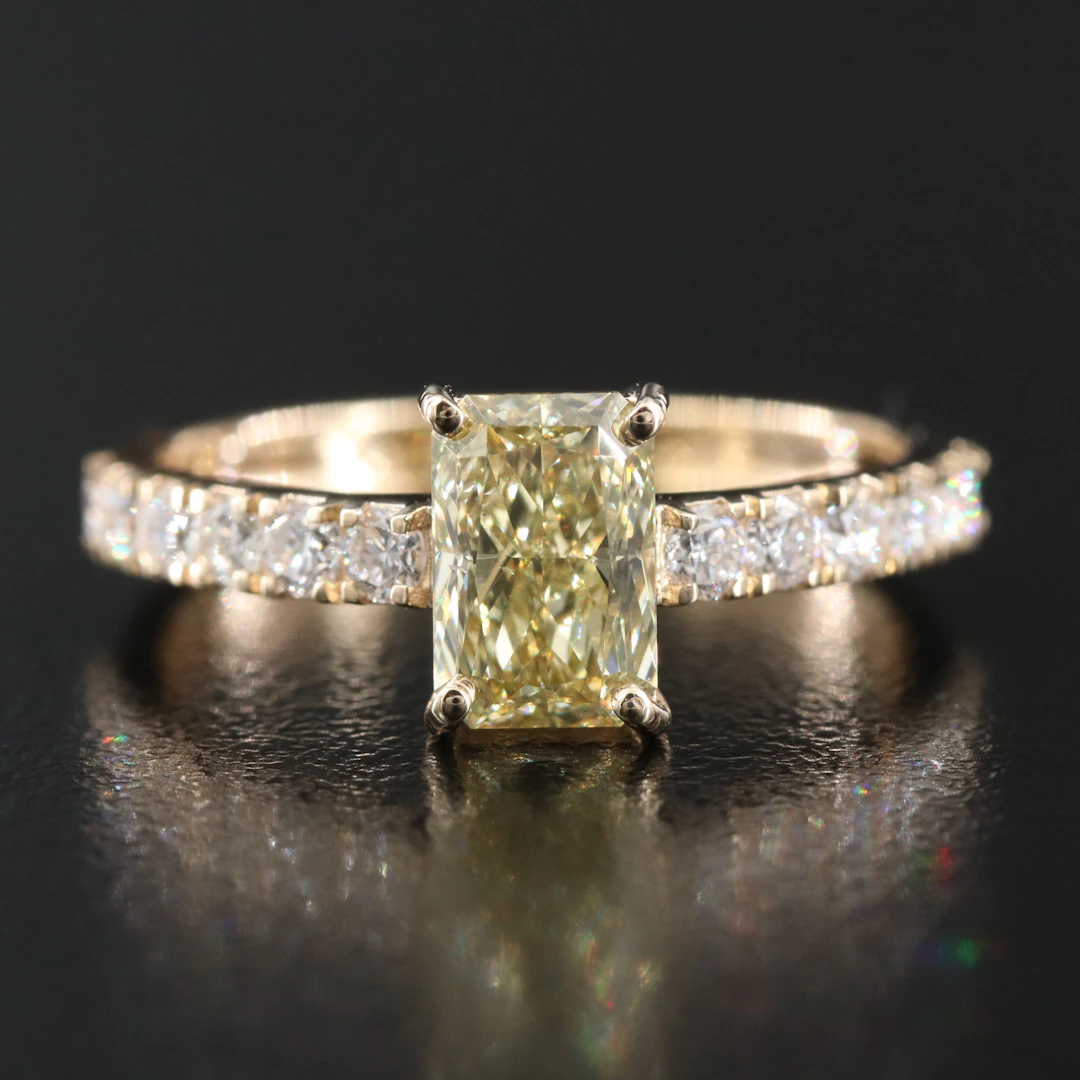 14K 1.43 CTW Lab Grown Diamond Ring with Fancy Yellow Center