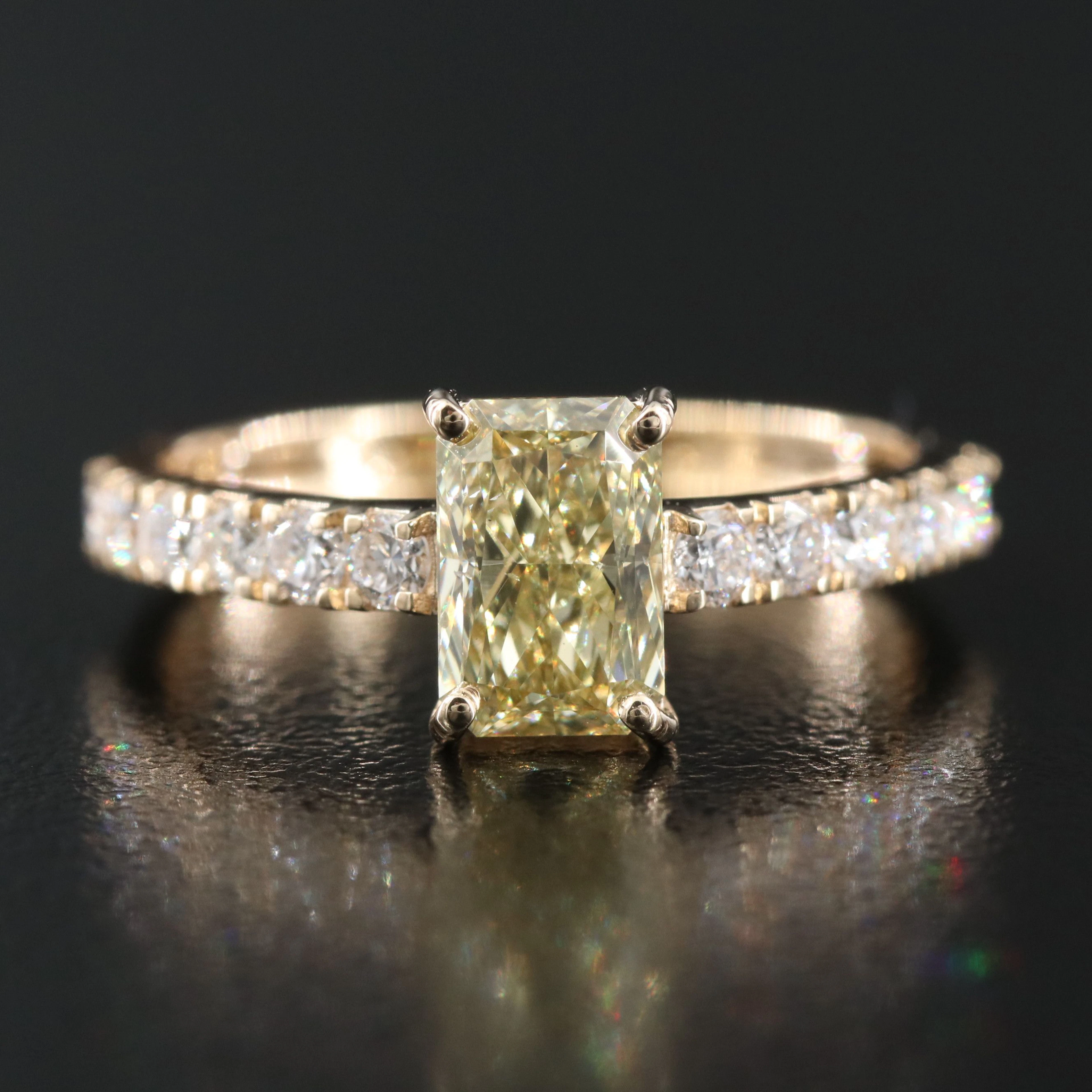 14K 1.43 CTW Lab Grown Diamond Ring with Fancy Yellow Center