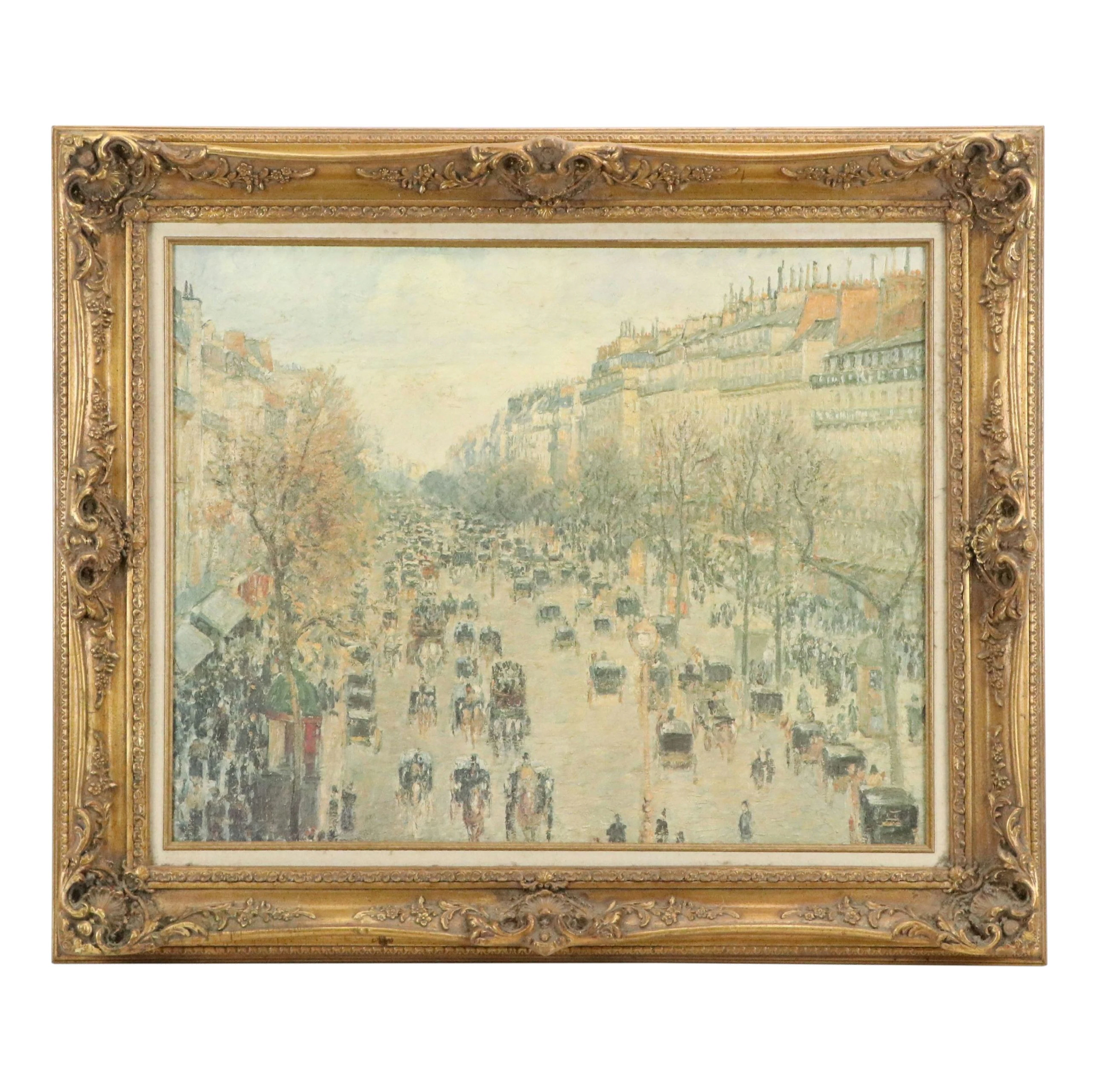 Embellished Offset Lithograph After Camille Pissarro "Boulevard Montmartre"