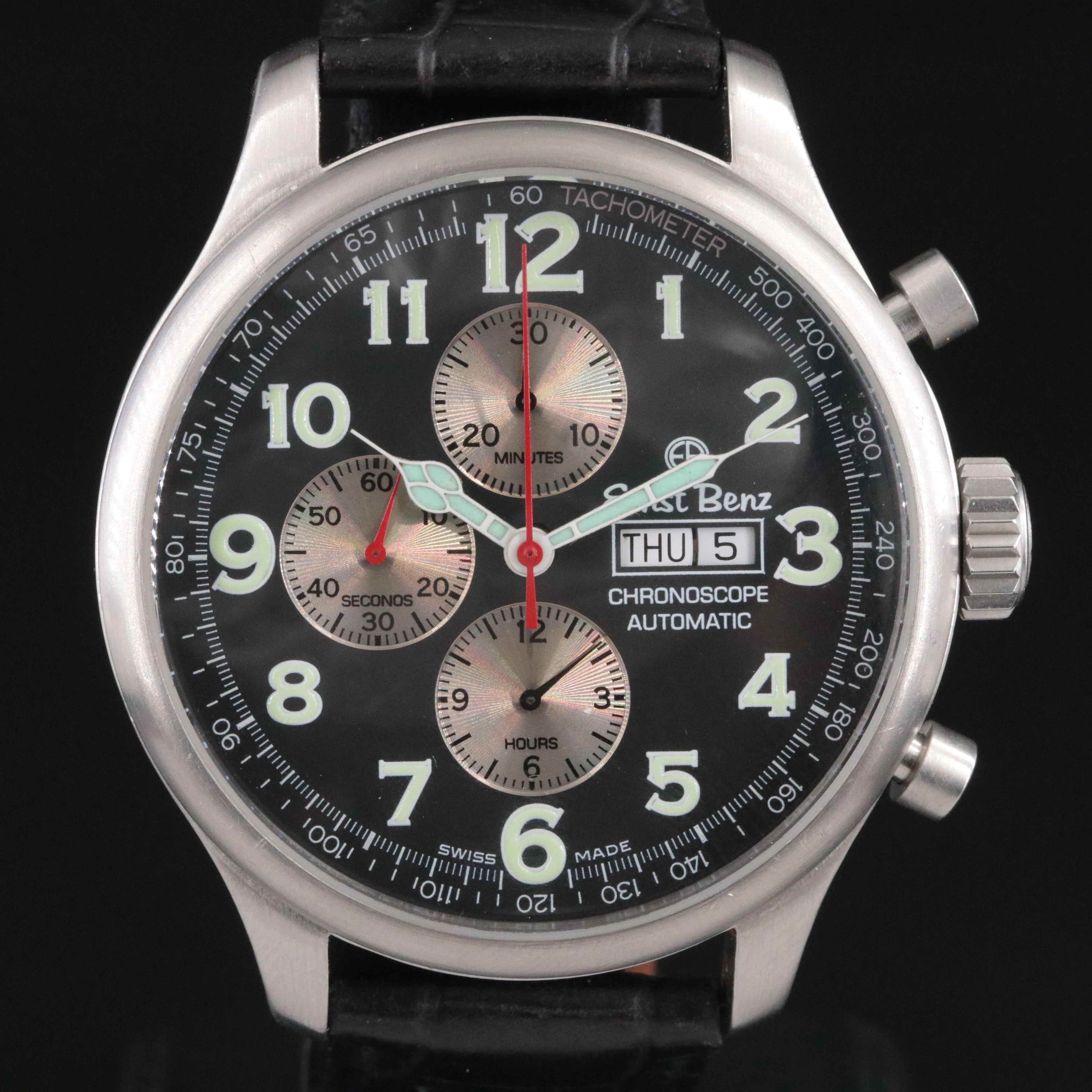 Ernst Benz Chronoscope 47mm Military Grey Automatic Watch Model # 10111