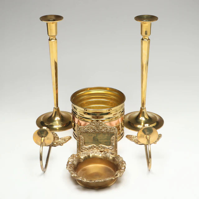 Cherub Brass Candle Wall Sconces with Candlesticks and More Table Décor