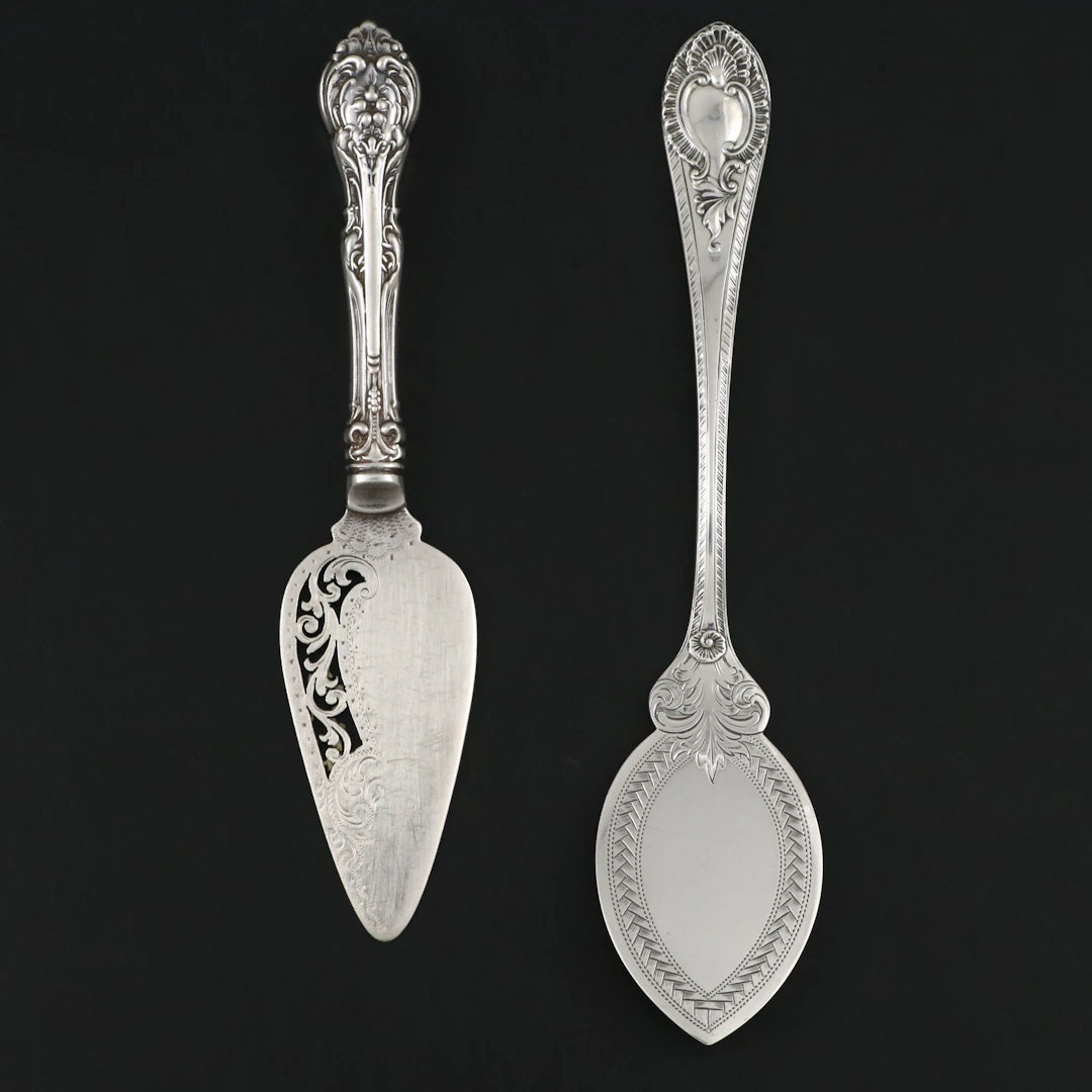 English Sterling Pastry Server with American Sterling Handled Cheese Server