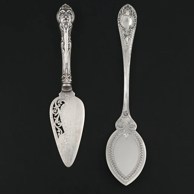 English Sterling Pastry Server with American Sterling Handled Cheese Server