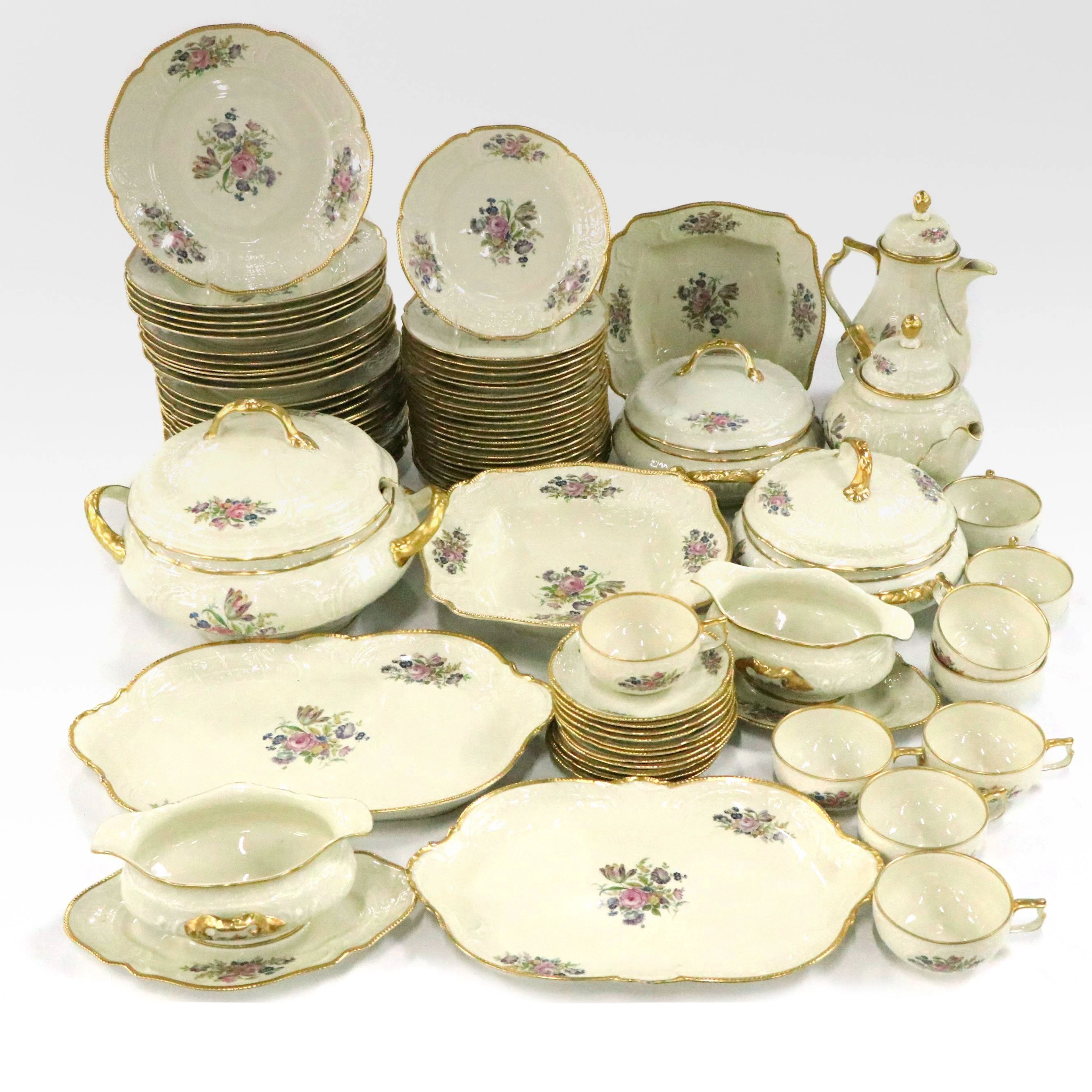 Rosenthal Porcelain Floral Dinnerware and Serveware, Mid-20th Century