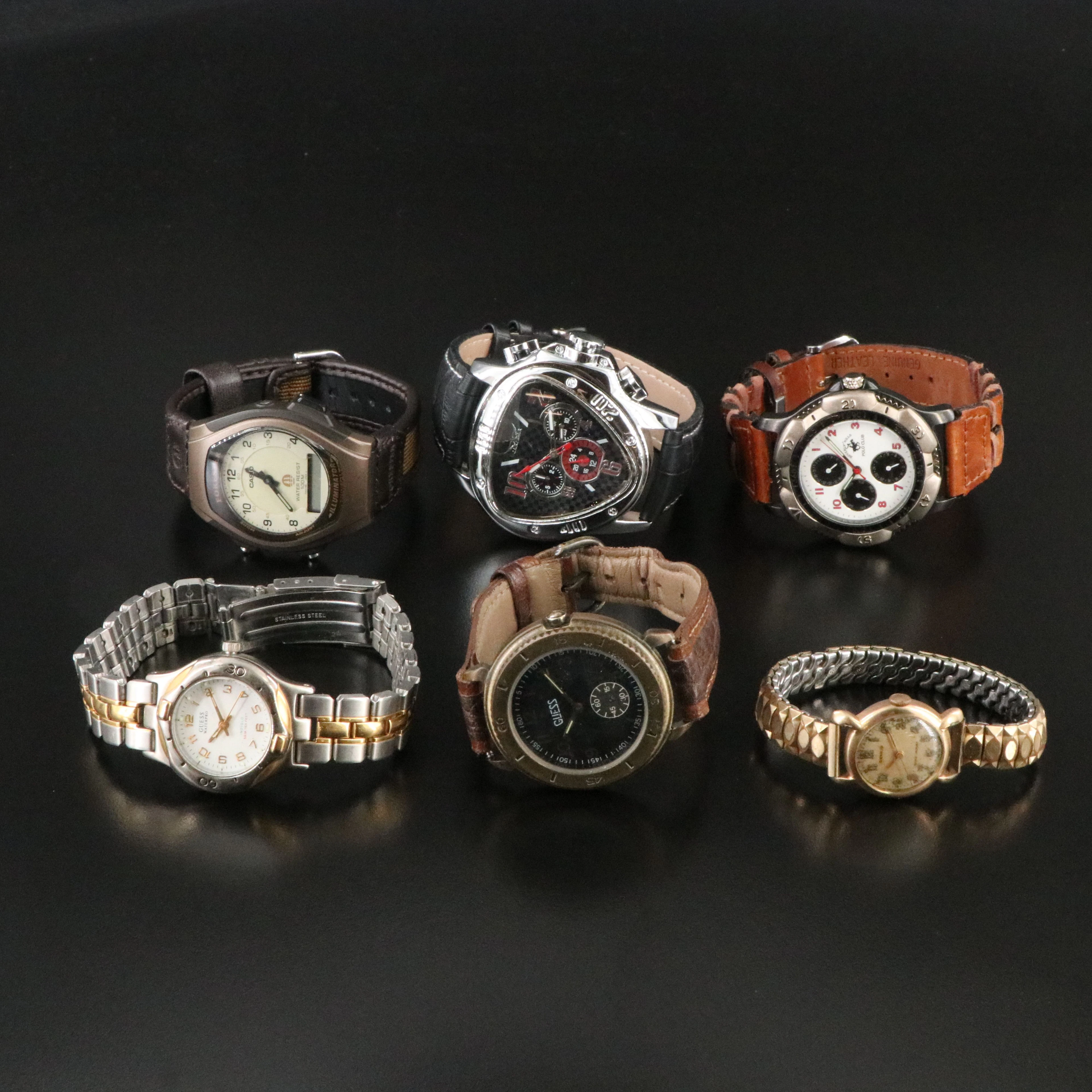 Vintage Quartz Watch Collection Featuring Casio, Guess and Jaragar