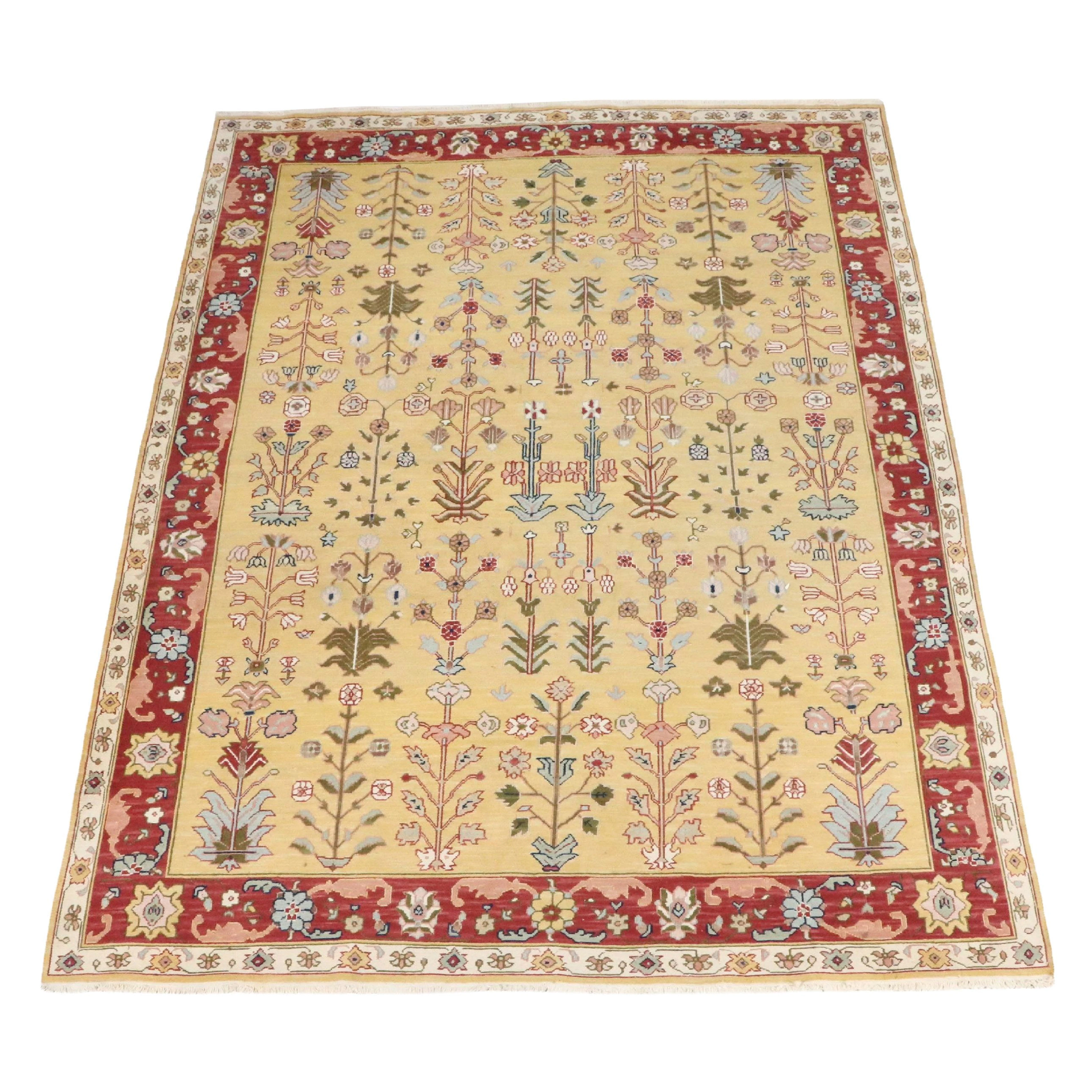 7' x 10'2 Handwoven Indian Sarouk Area Rug