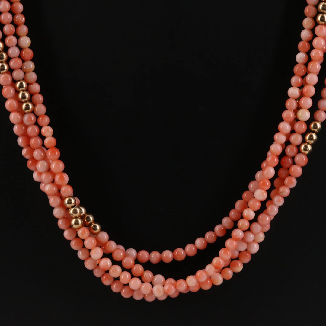 Endless Coral Necklaces with 14K Beads