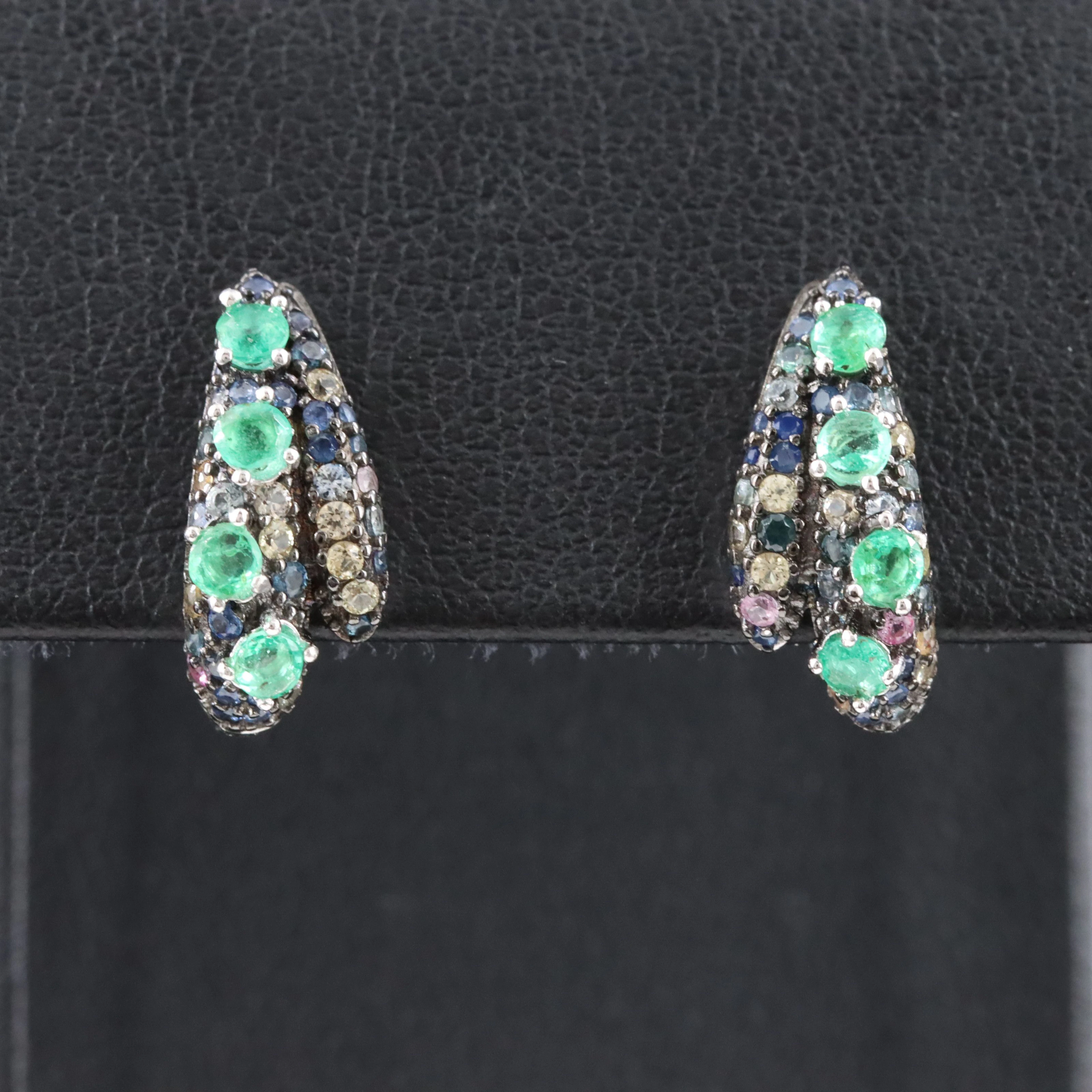 Sterling Emerald and Sapphire Earrings