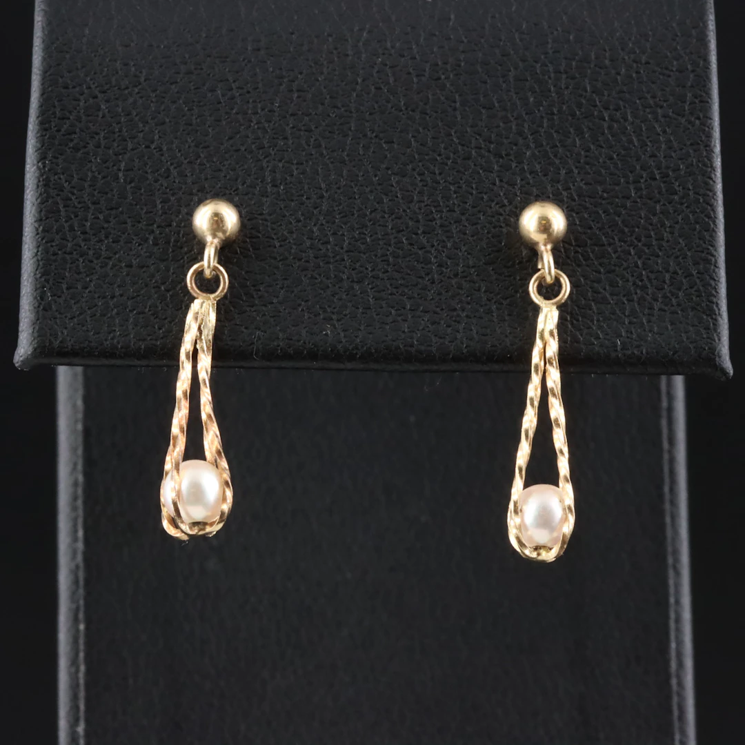 14K Pearl Drop Earrings