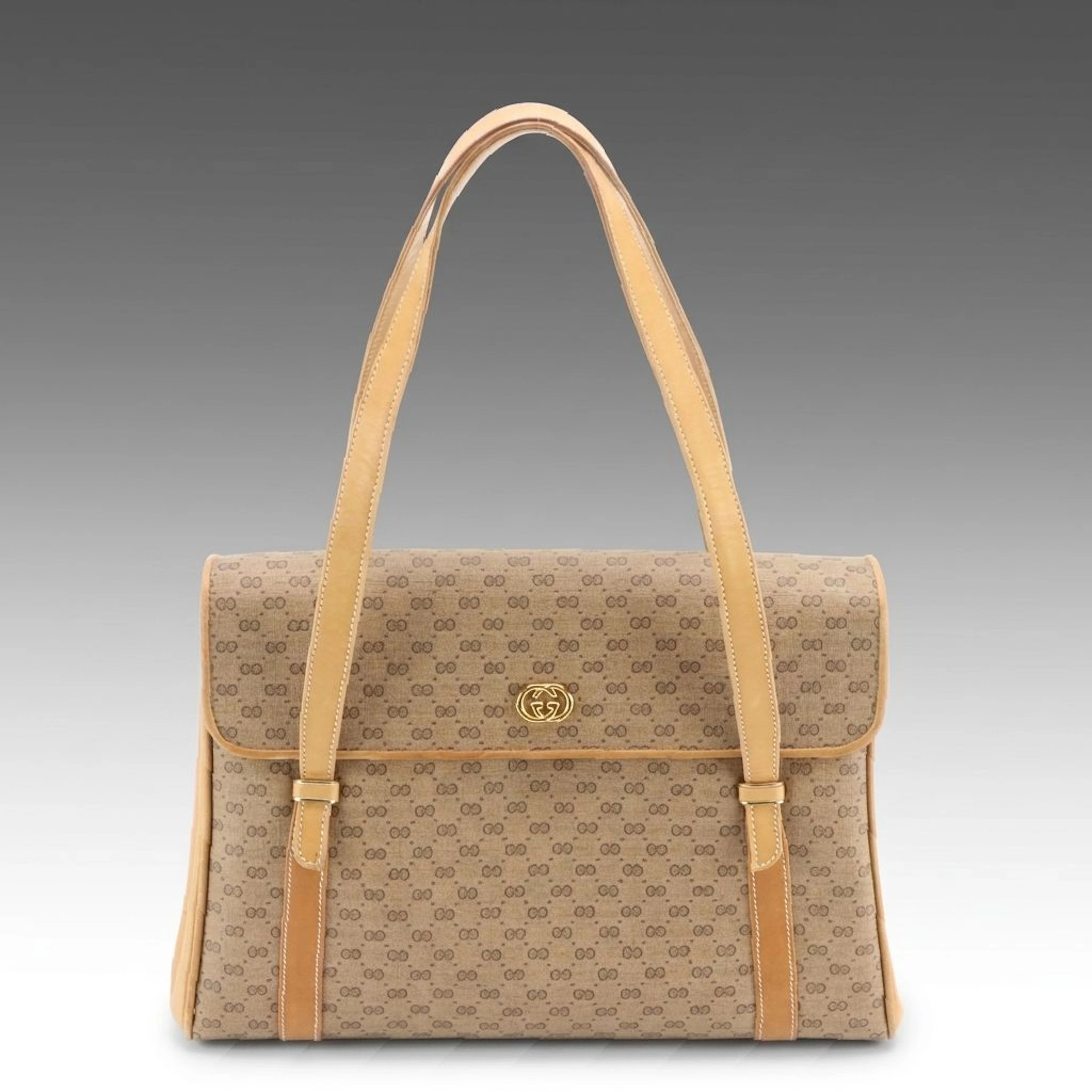 Gucci Shoulder Satchel in Micro GG Supreme Canvas and Calfskin Leather, Vintage