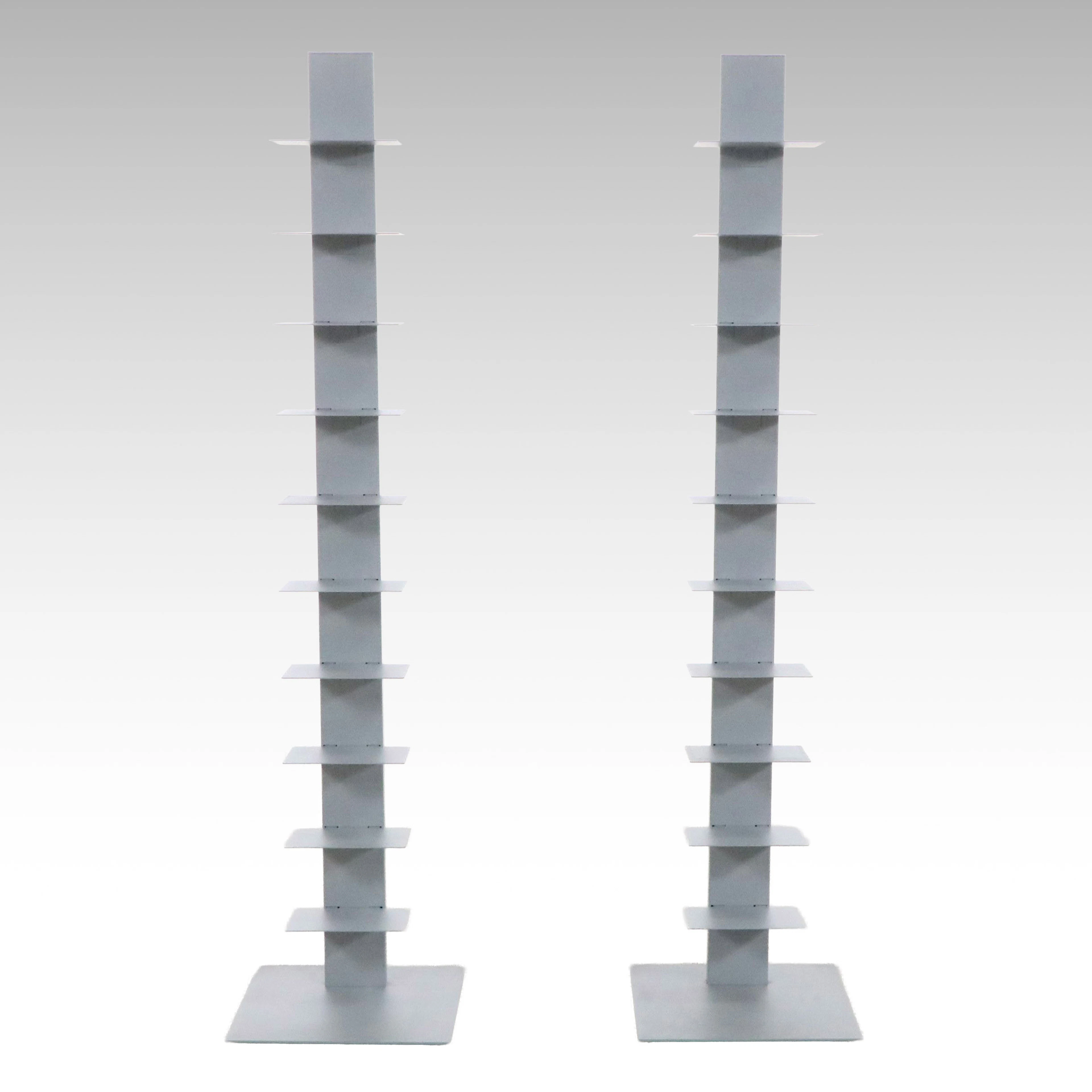 Pair of Contemporary Metal Book Towers, 21st Century
