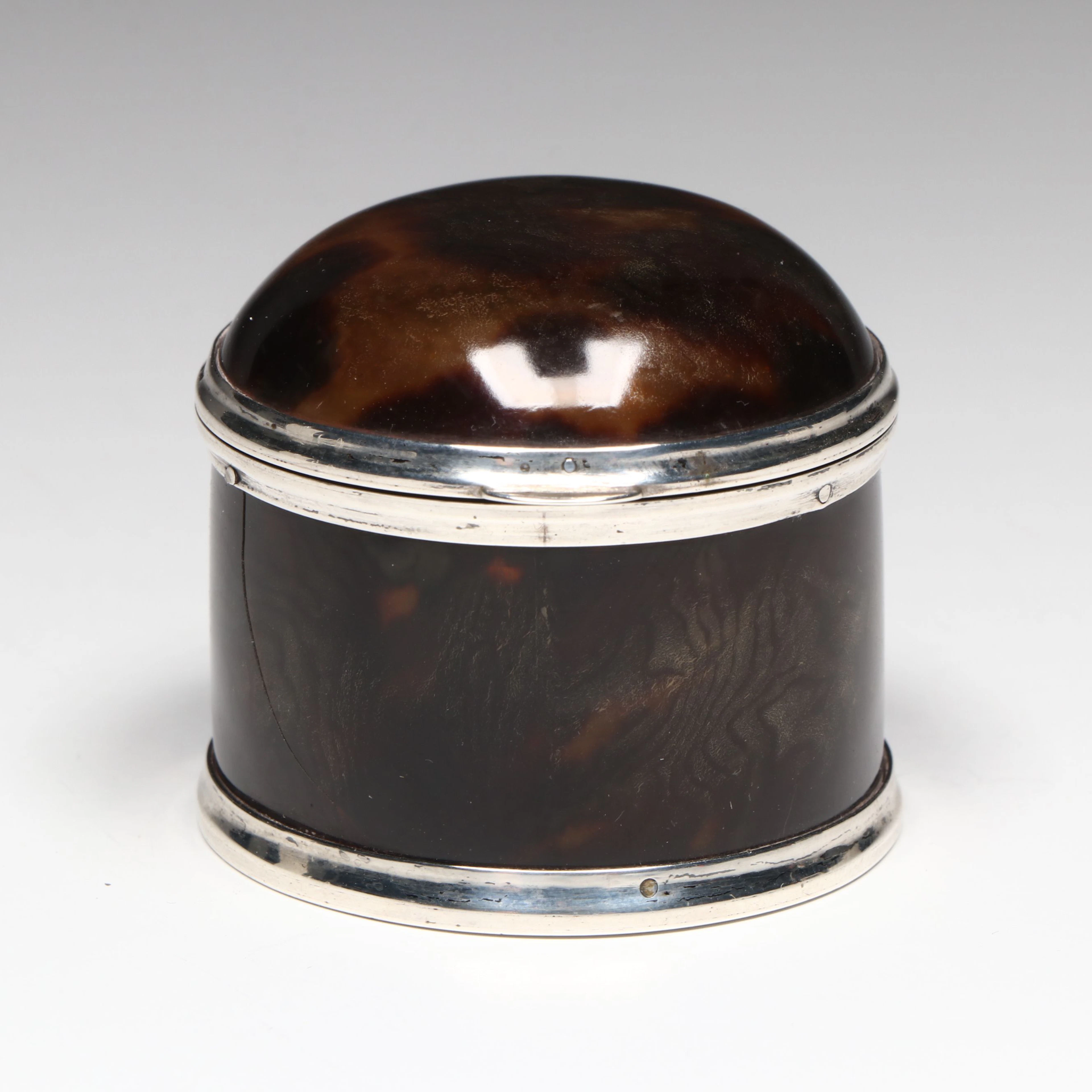 Antique English Sterling Silver Mounted Tortoiseshell Box