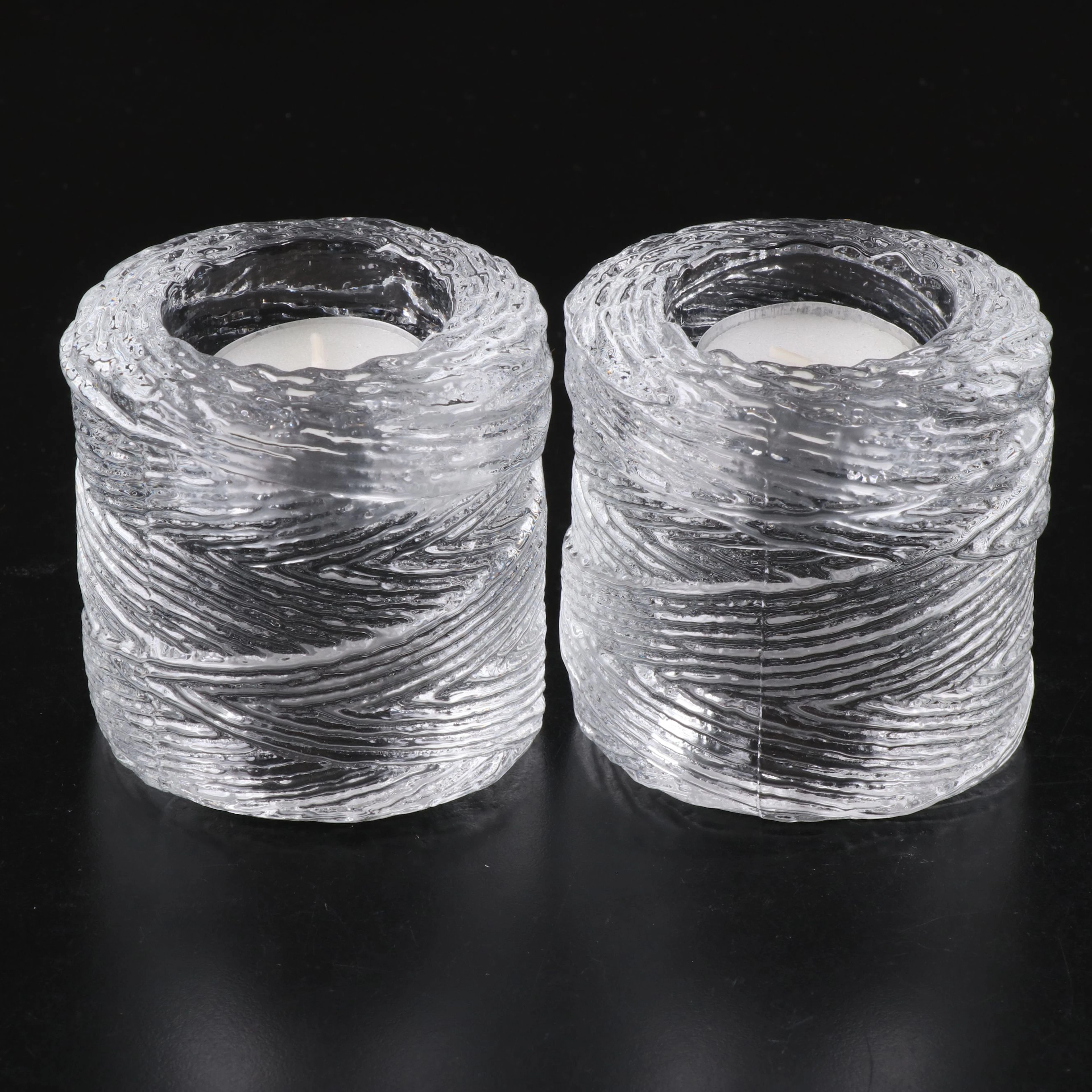 Pressed Glass Votive Holders with Tea Candles