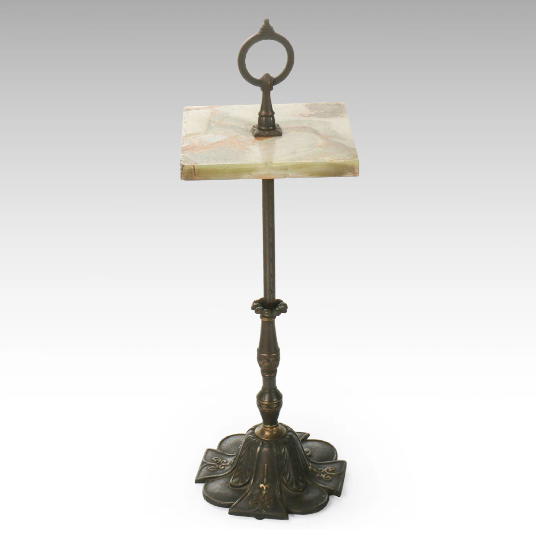 Victorian Cast Iron and Calcite Stand, Late 19th/Early 20th Century