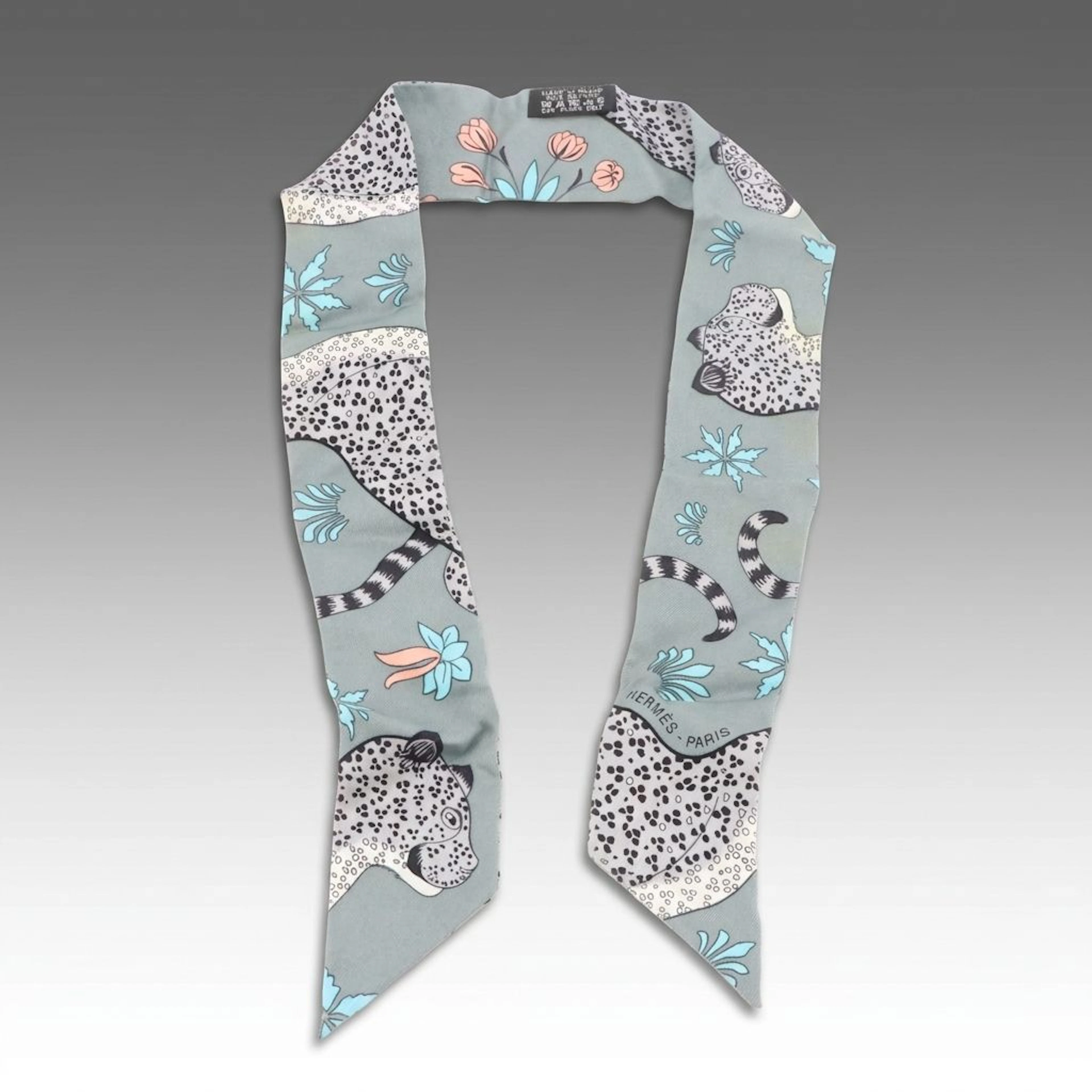 Hermès "Les Leopards" Silk Twilly