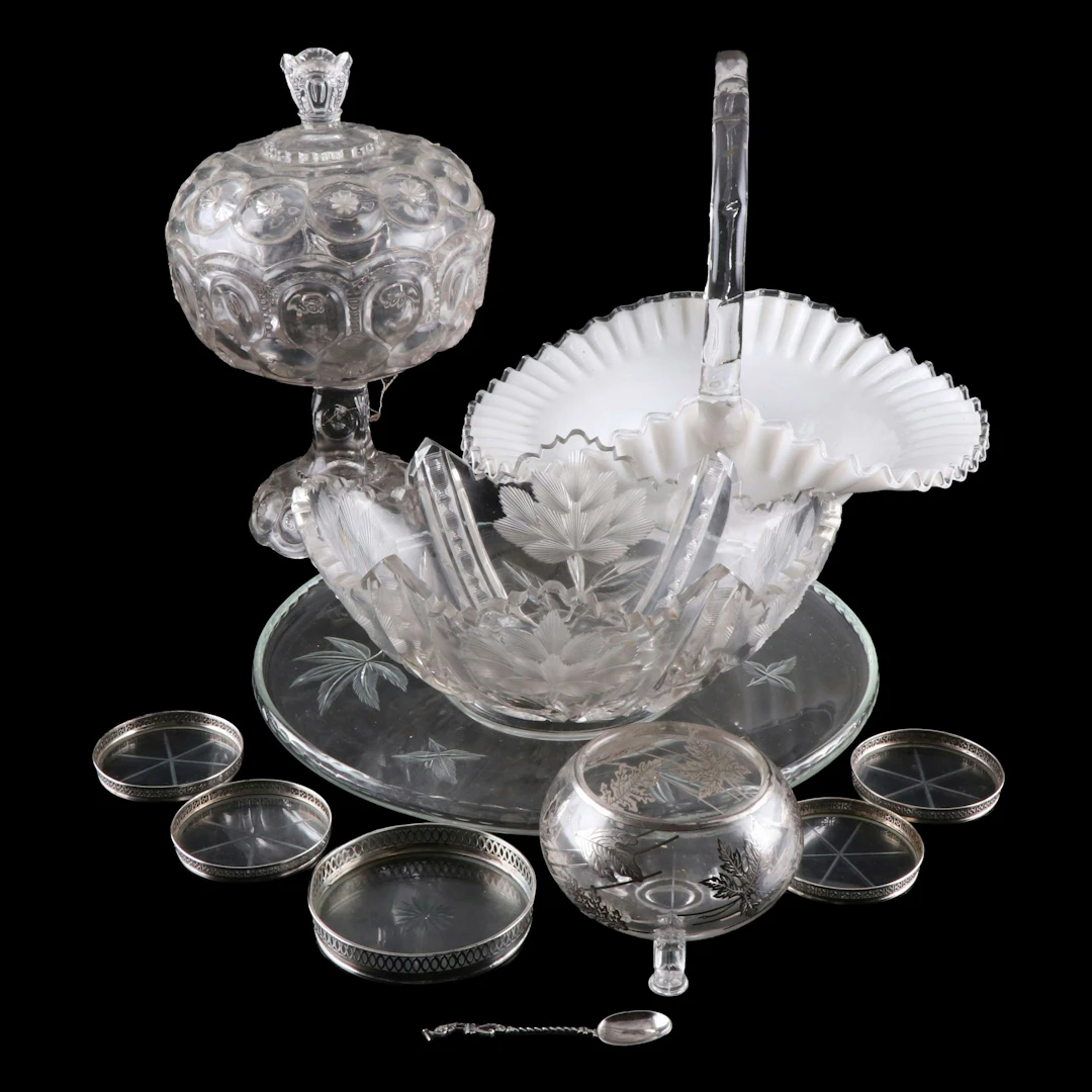 Dutch 800 Silver Souvenir Spoon with Glass, Sterling Silver Accented Tableware