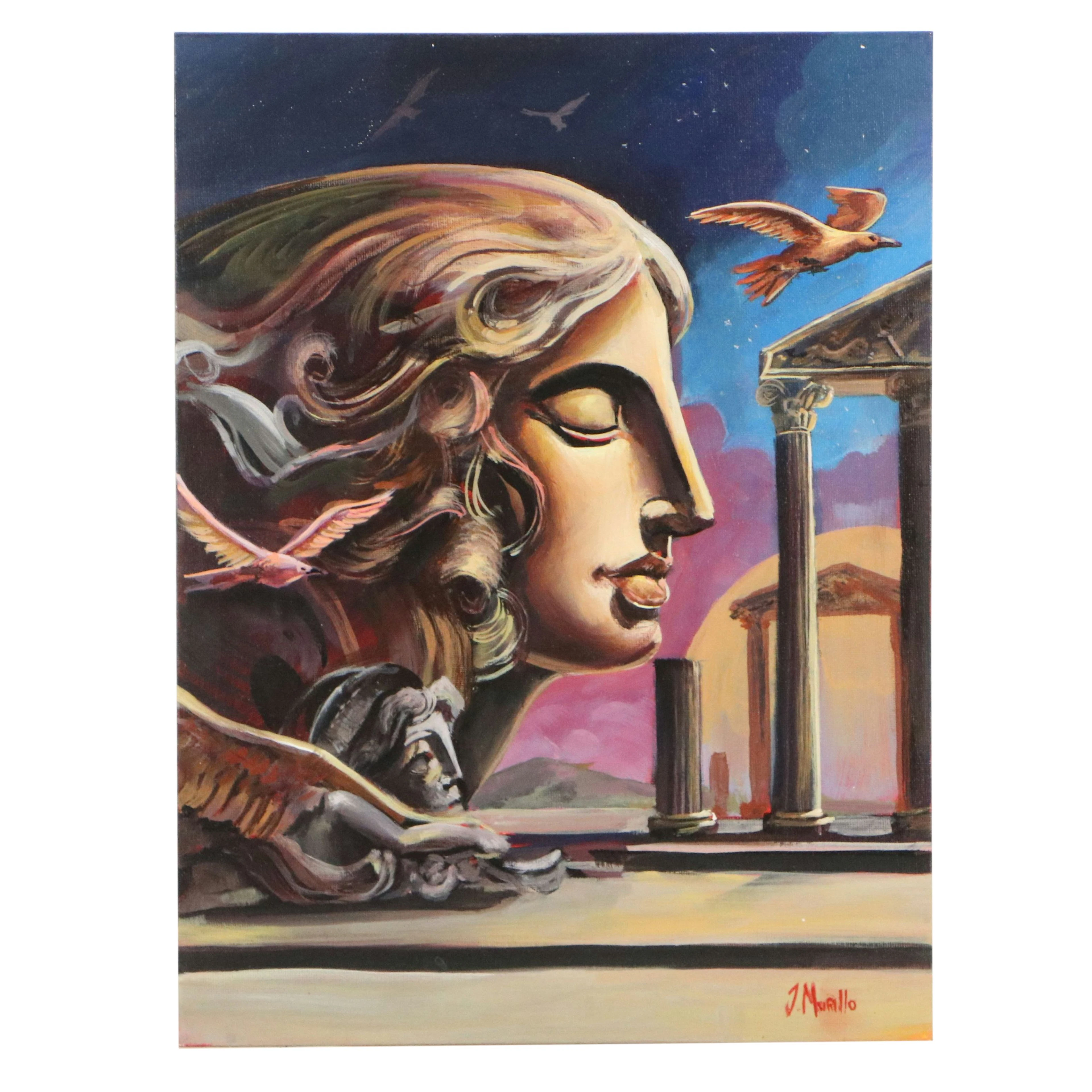 J. Murillo Surrealist Figurative Oil Painting, 21st Century