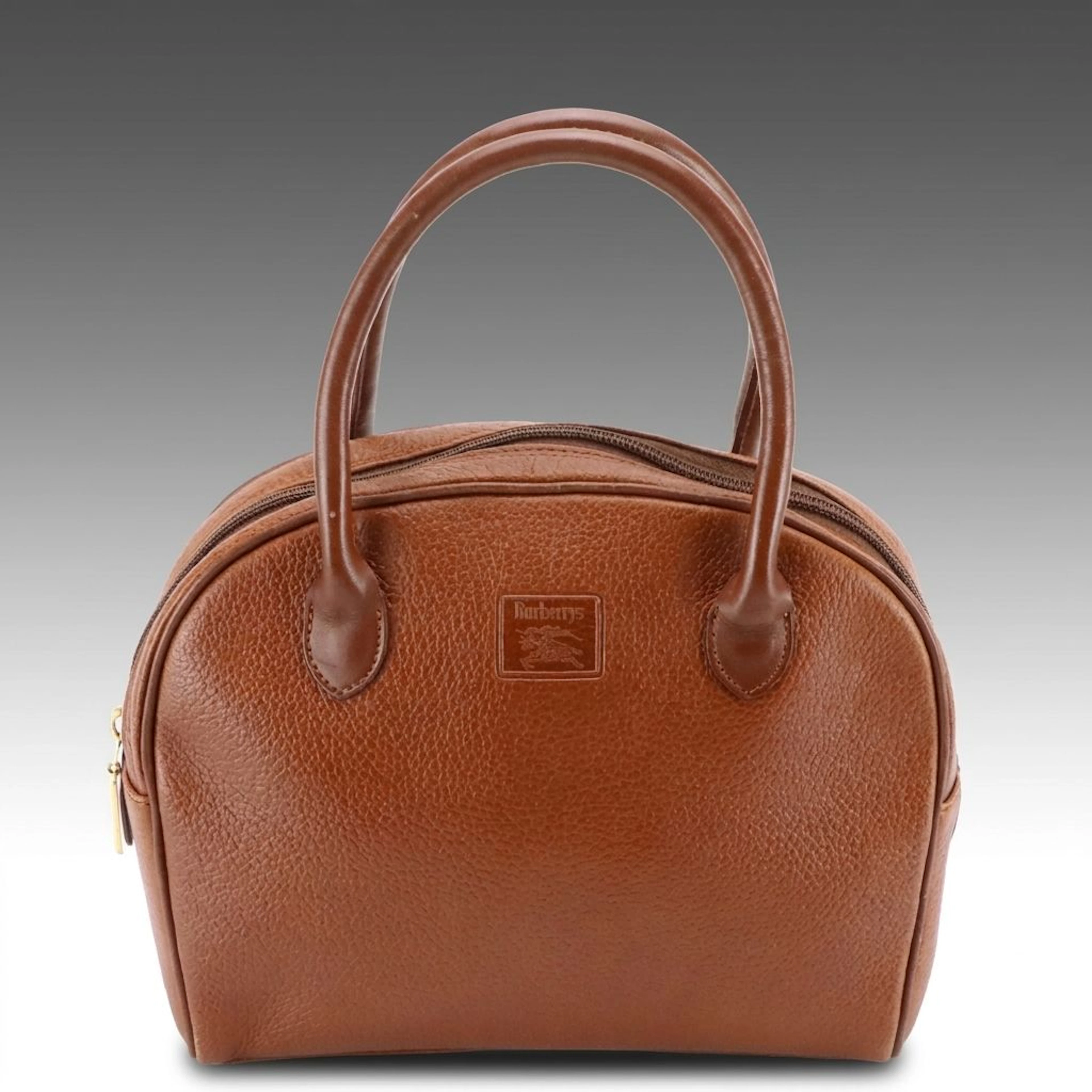 Burberrys Small Dome Handbag in Brown Pebbled Leather, Vintage
