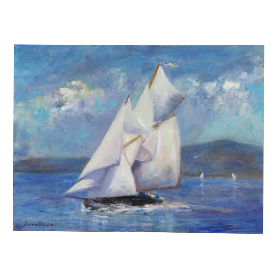 Nino Pippa Oil Painting "Les Voiles a' Saint Topez," 2023