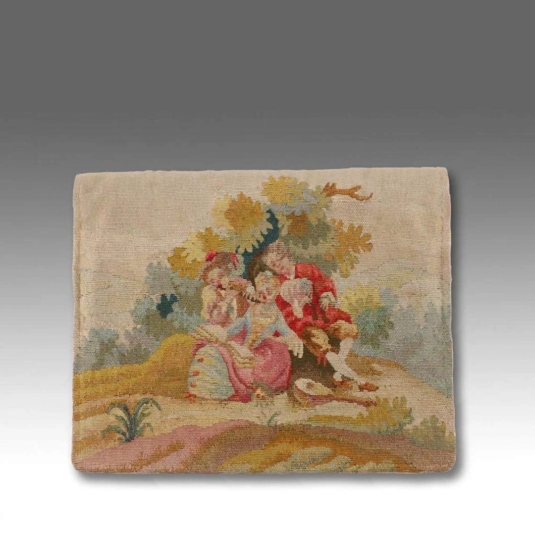 Antique Belle Époque Parisian Tapestry Clutch Purse with Accessories