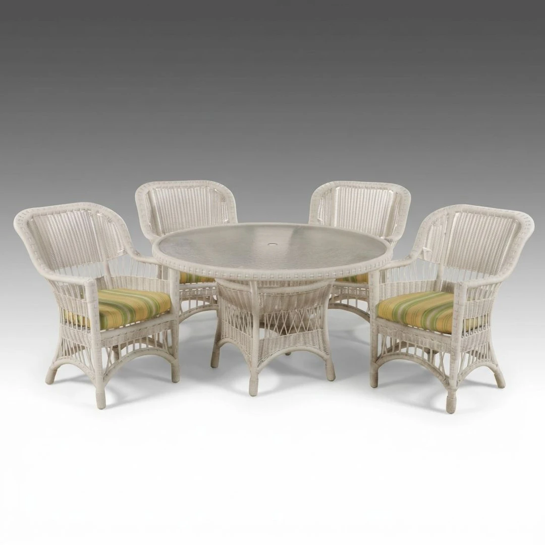 White PE Rattan Five-Piece Patio Dining Set