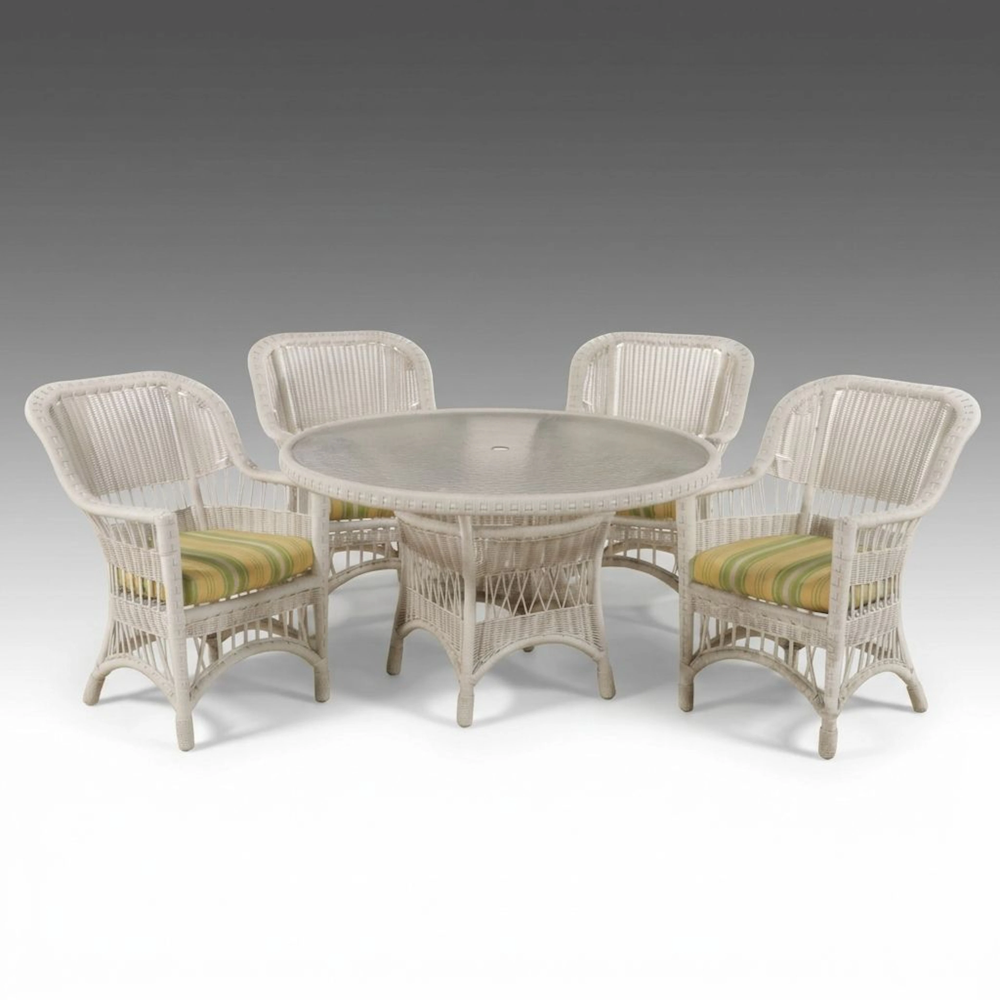 White PE Rattan Five-Piece Patio Dining Set