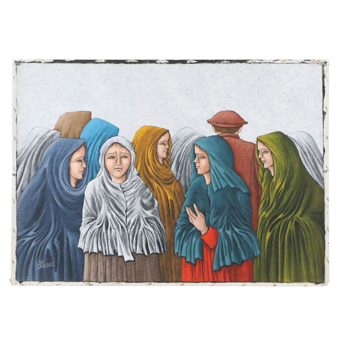Oil Painting of Enshrouded Women in Robes