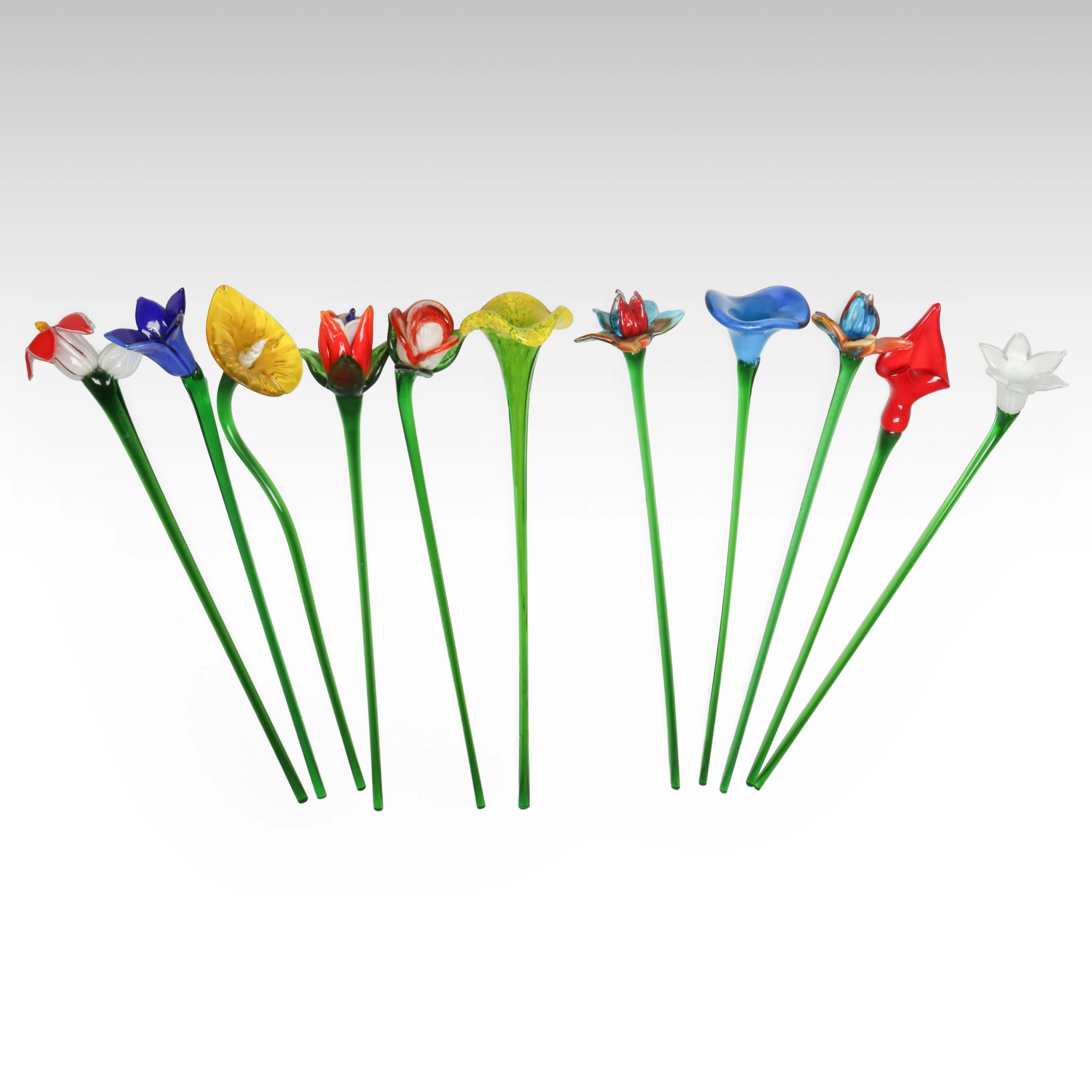 Blown Art Glass Flowers