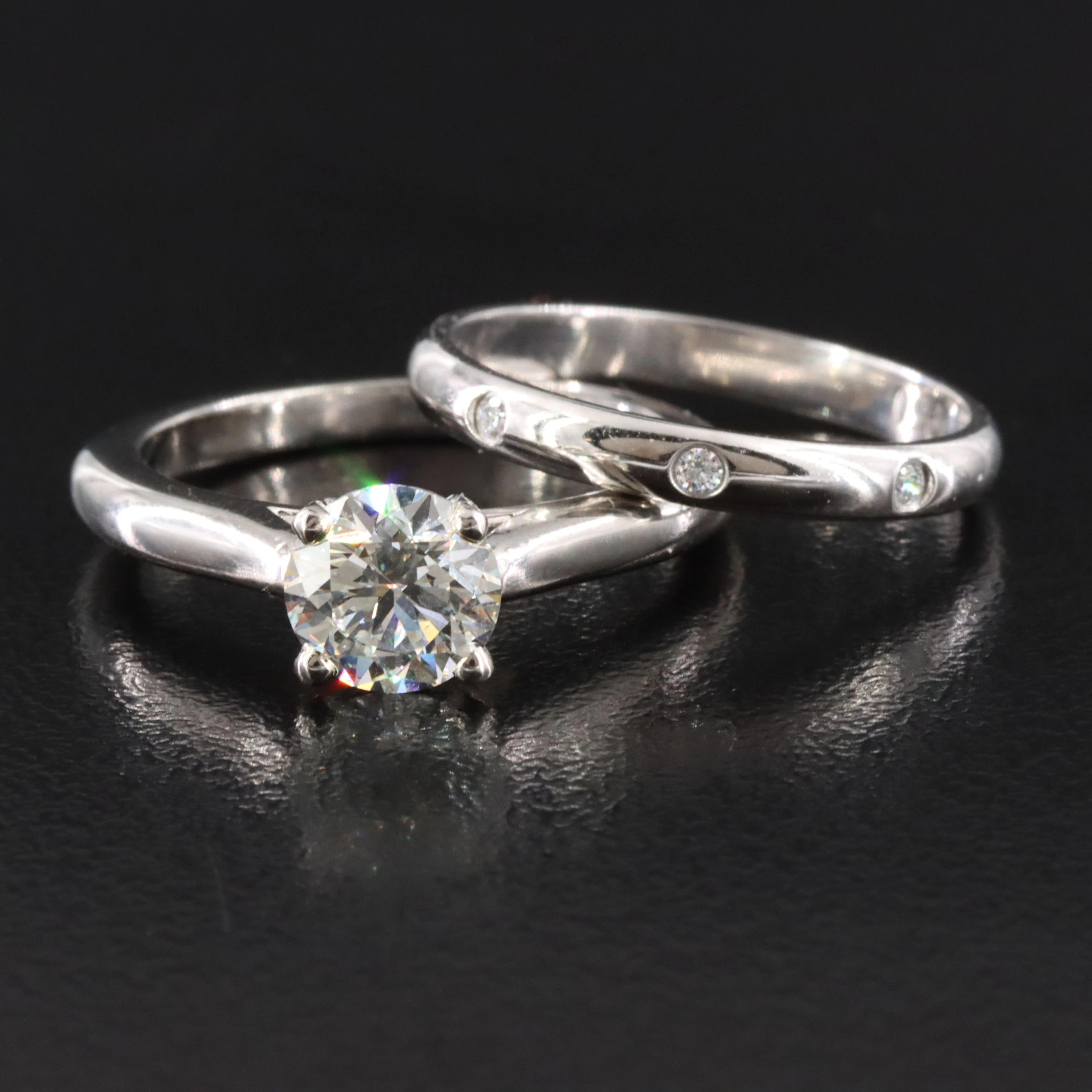 Cartier 1895 Platinum 1.09 CT Diamond Solitaire Ring and Band with GIA Report