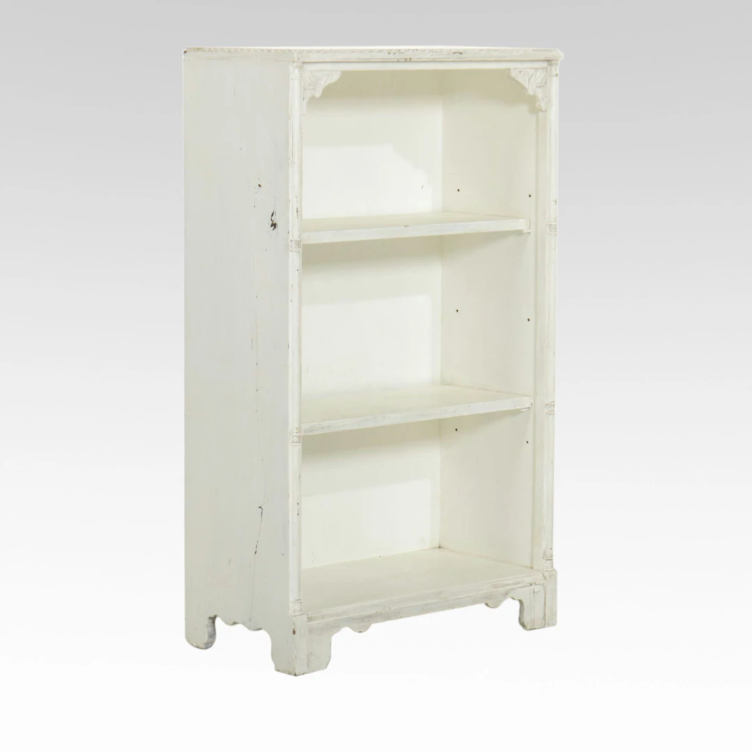 Open Wooden French Provincial Three-Shelf Bookcase