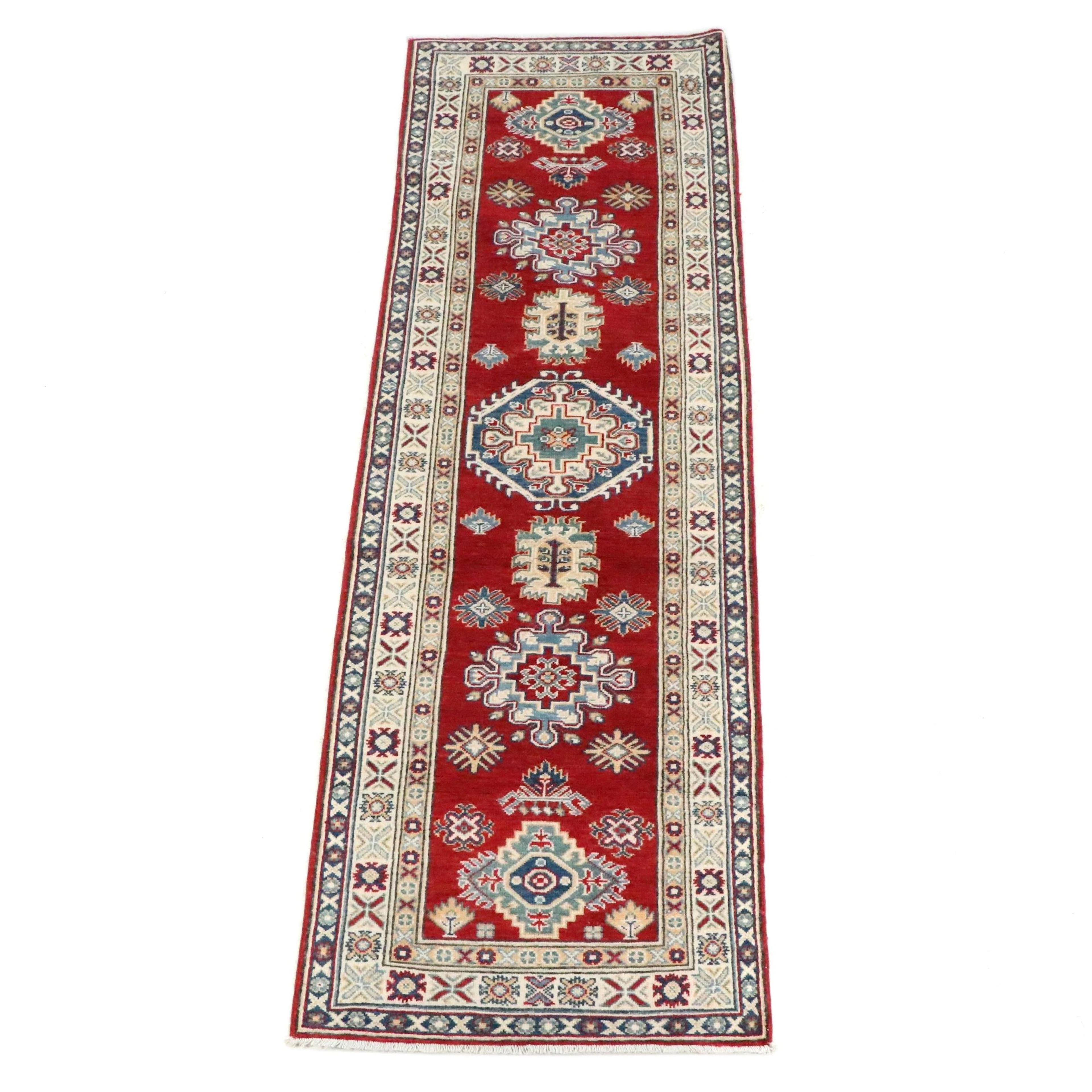 2'9 x 9'4 Hand-Knotted Afghan Kazak Carpet Runner