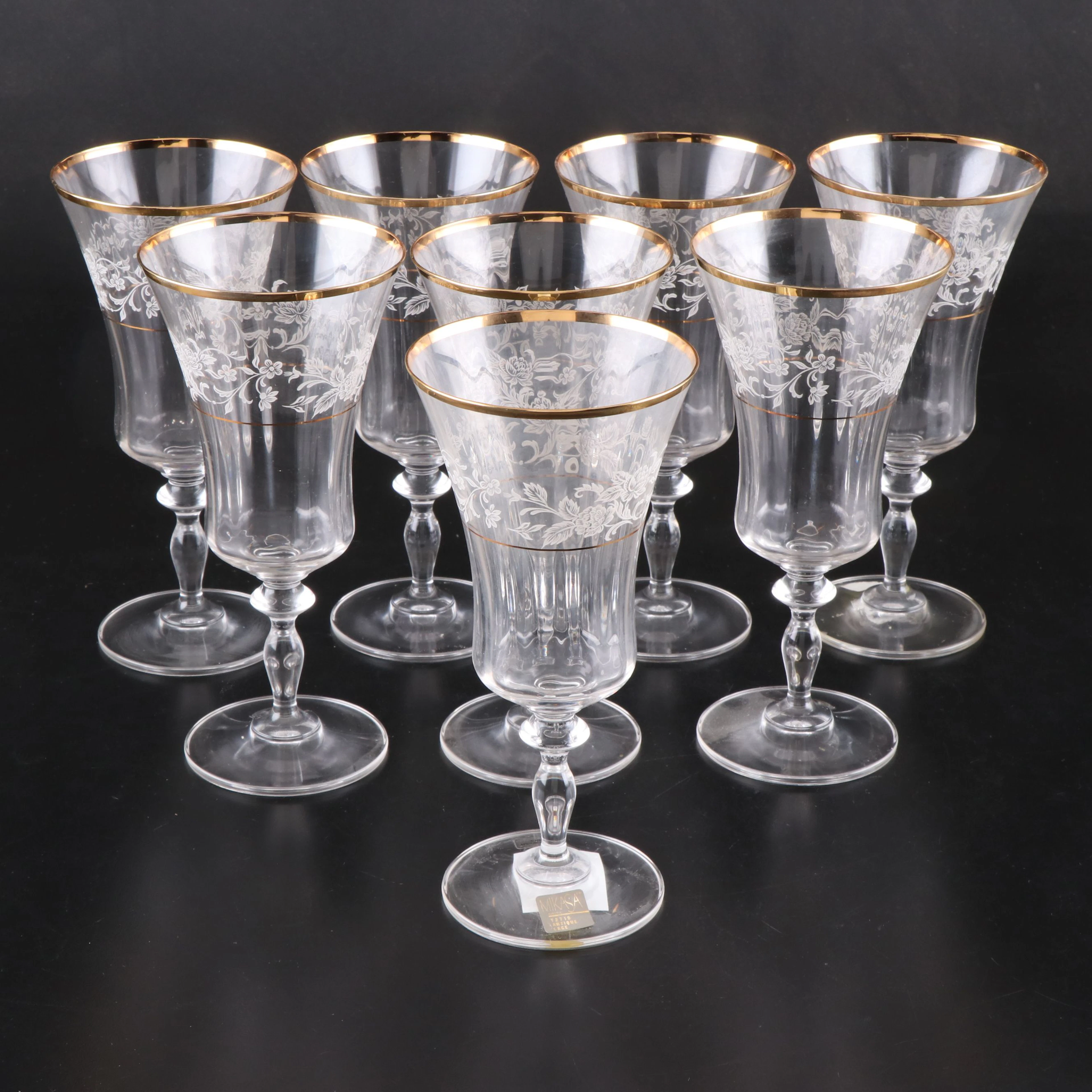 Mikasa "Antique Lace" Crystal Iced Tea Glasses, Late 20th/Early 21st C.
