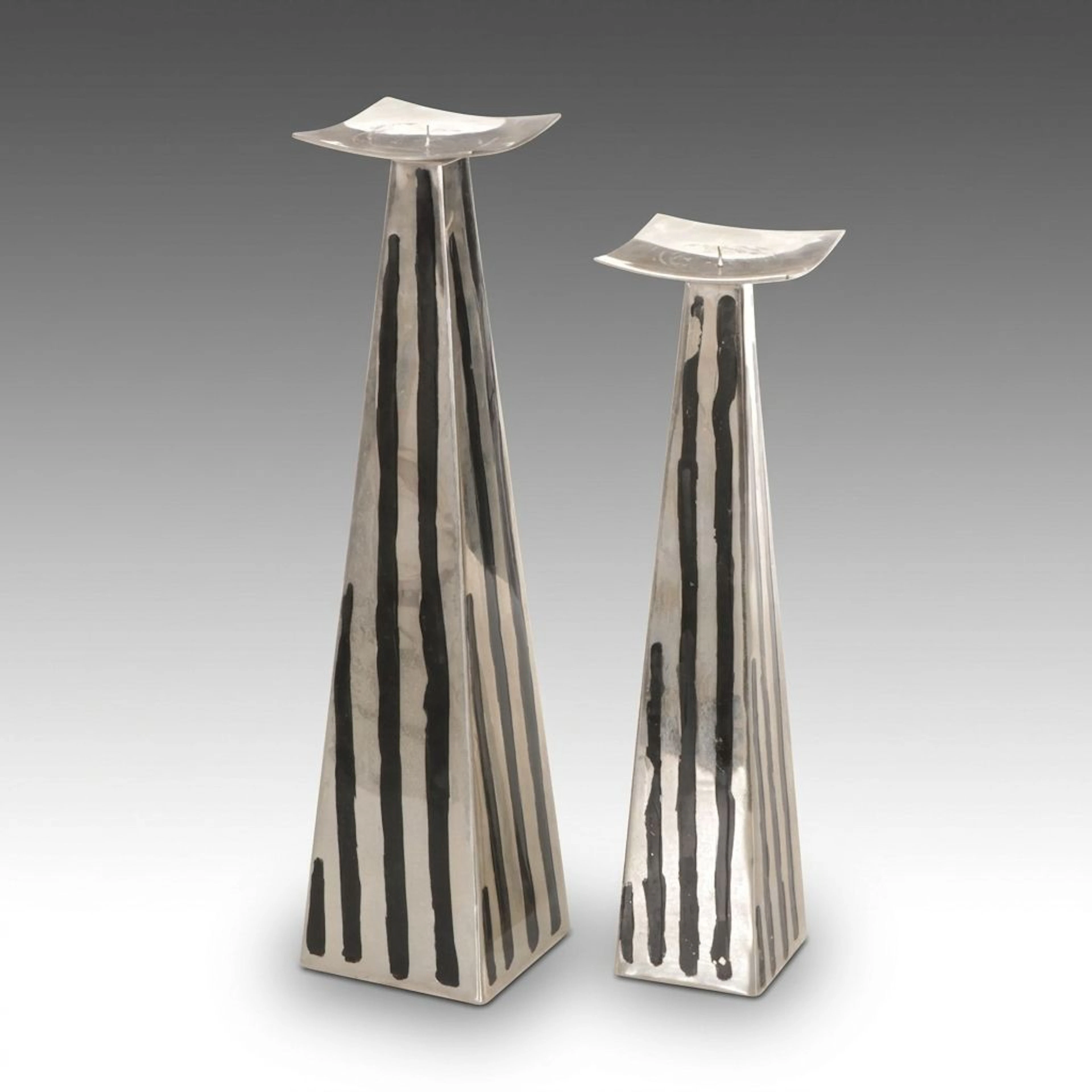 Pair of Square Pedestal Candle Holders