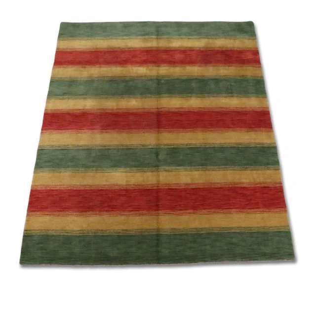 8'3 x 10'3 Hand-Knotted Tibetan Colored Stripes Area Rug