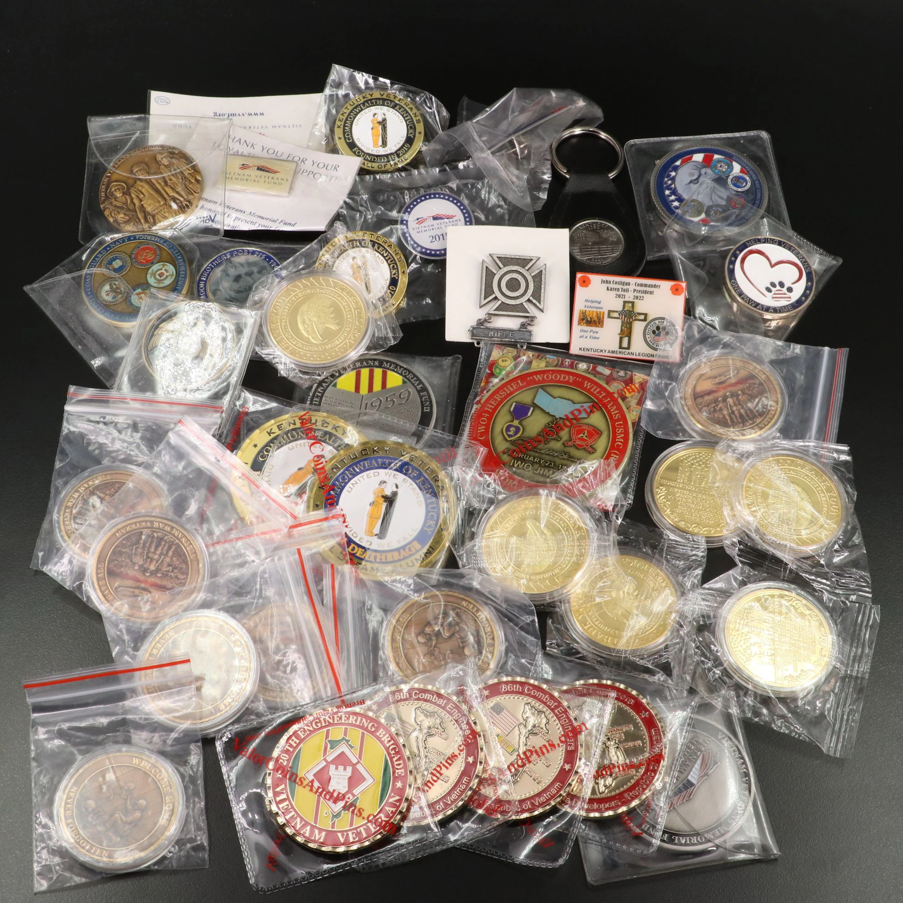 29 Souvenir Vietnam Memorial and General Military Souvenir Medals, and More