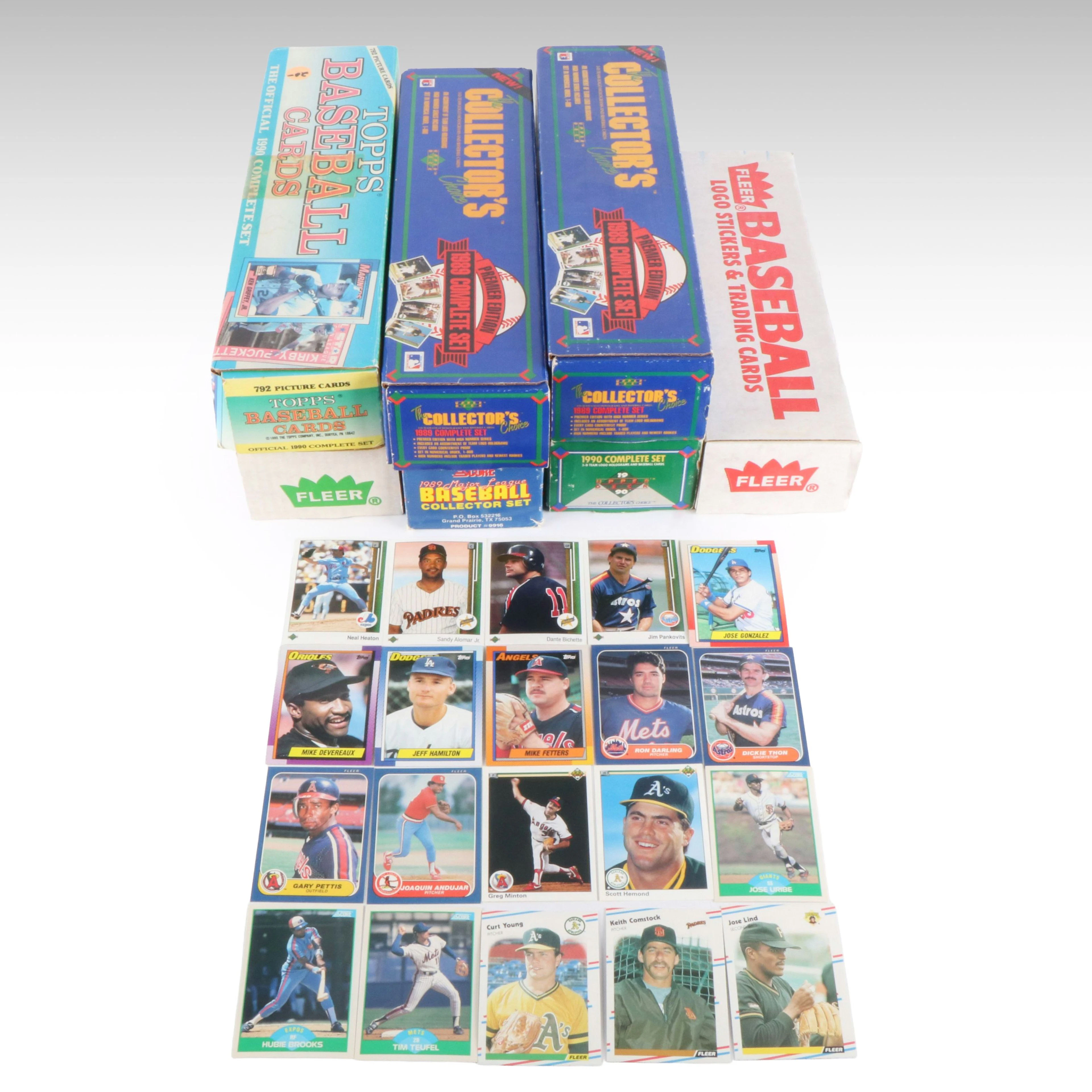 Seven 1986 to 1990 Baseball Card Sets, Upper Deck, Topps, Fleer, Score