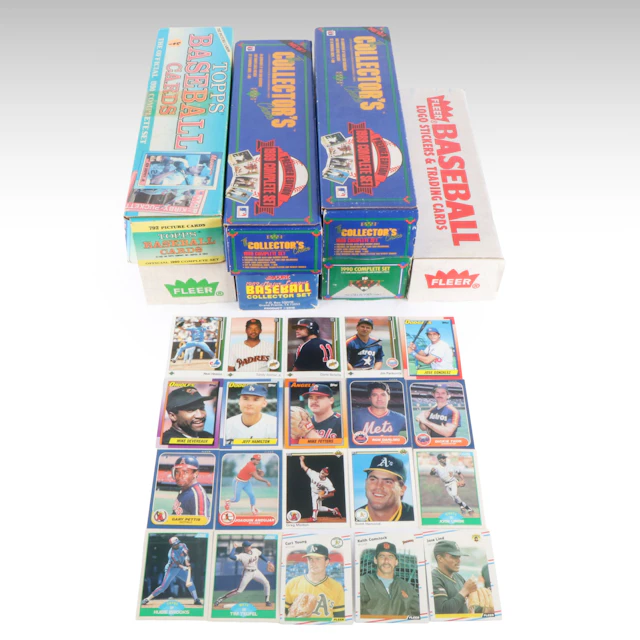 Seven 1986 to 1990 Baseball Card Sets, Upper Deck, Topps, Fleer, Score