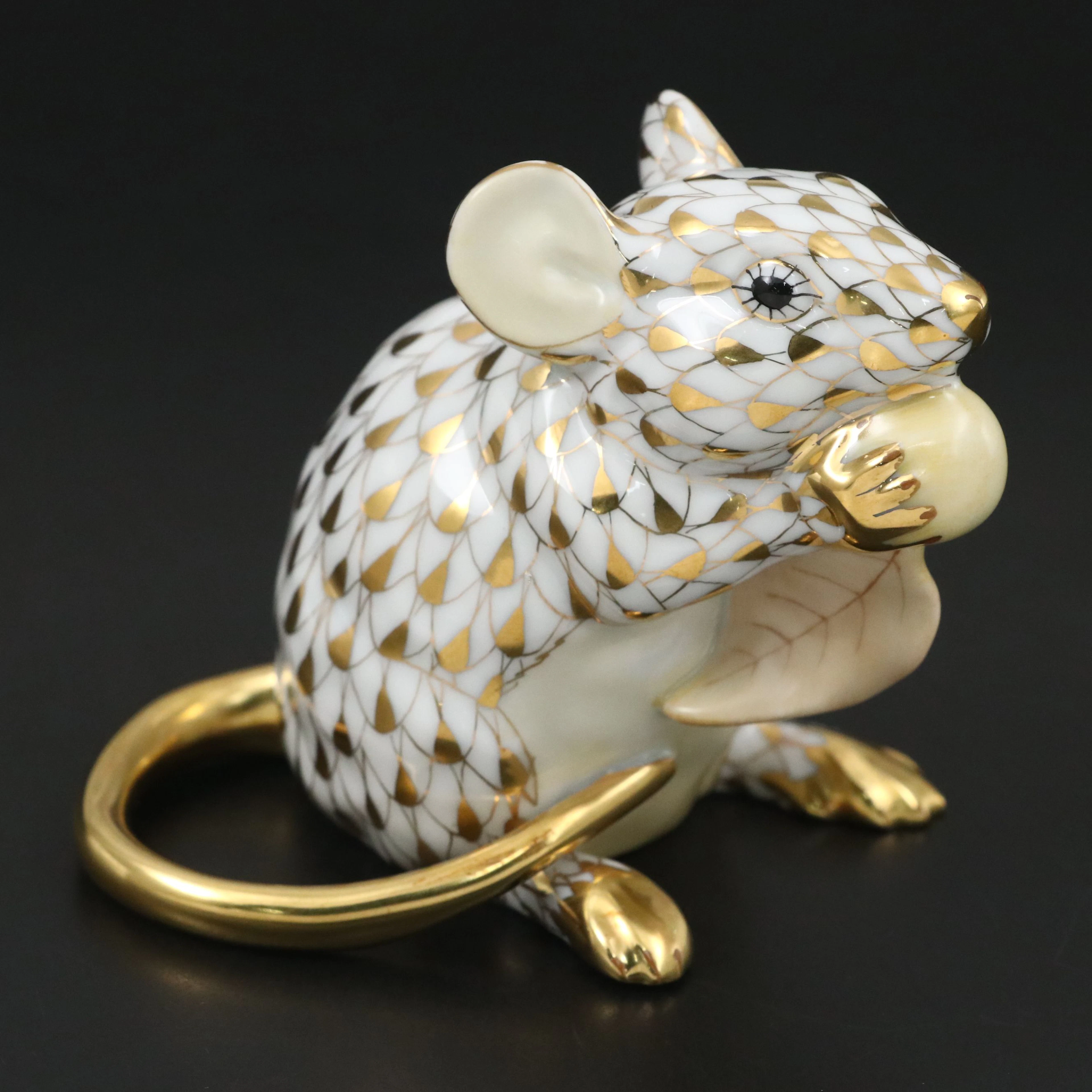 Herend Guild Gold Fishnet "Meadow Mouse" Porcelain Figurine, 2008