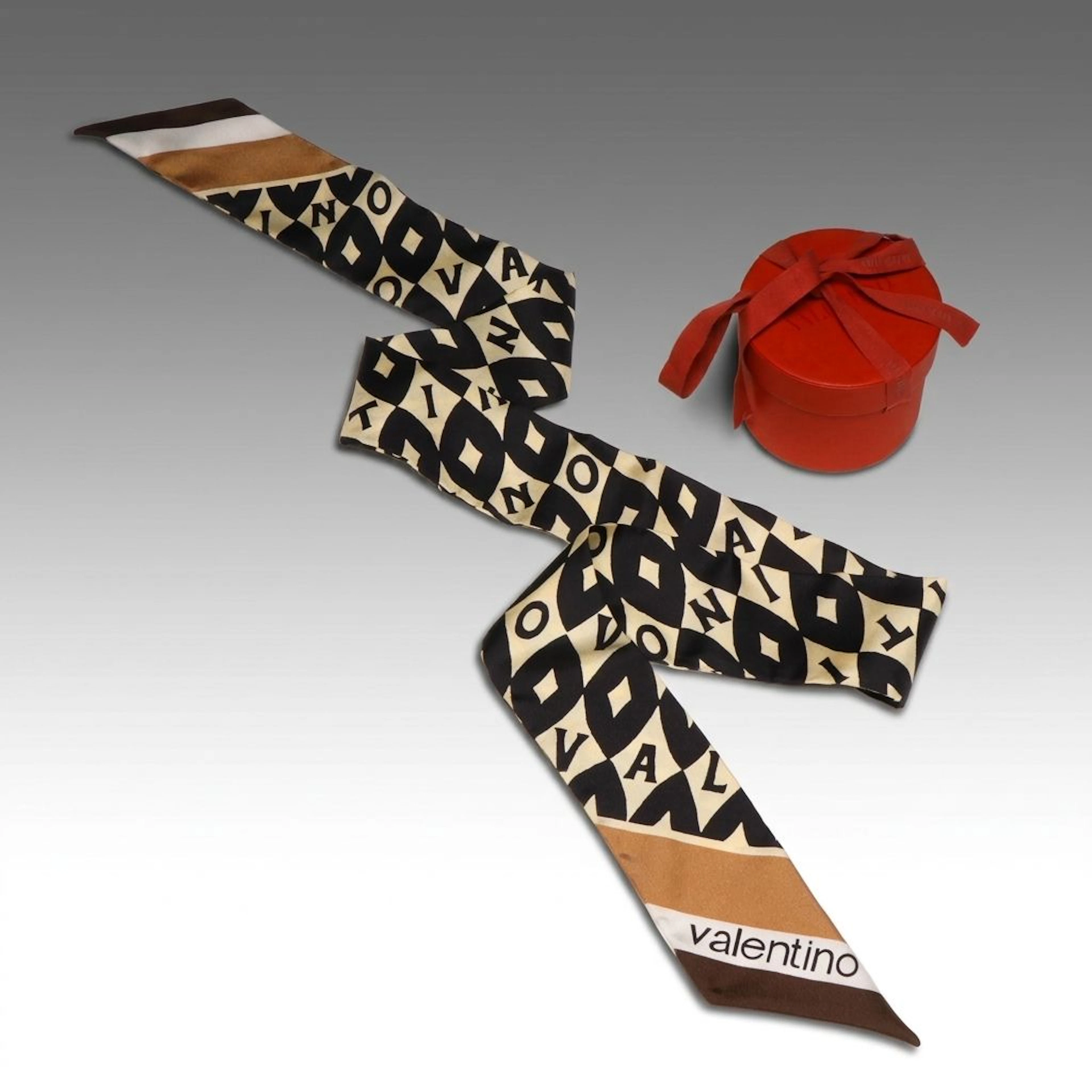 Valentino Garavani Logo Bandeau Scarf in Silk Twill with Box