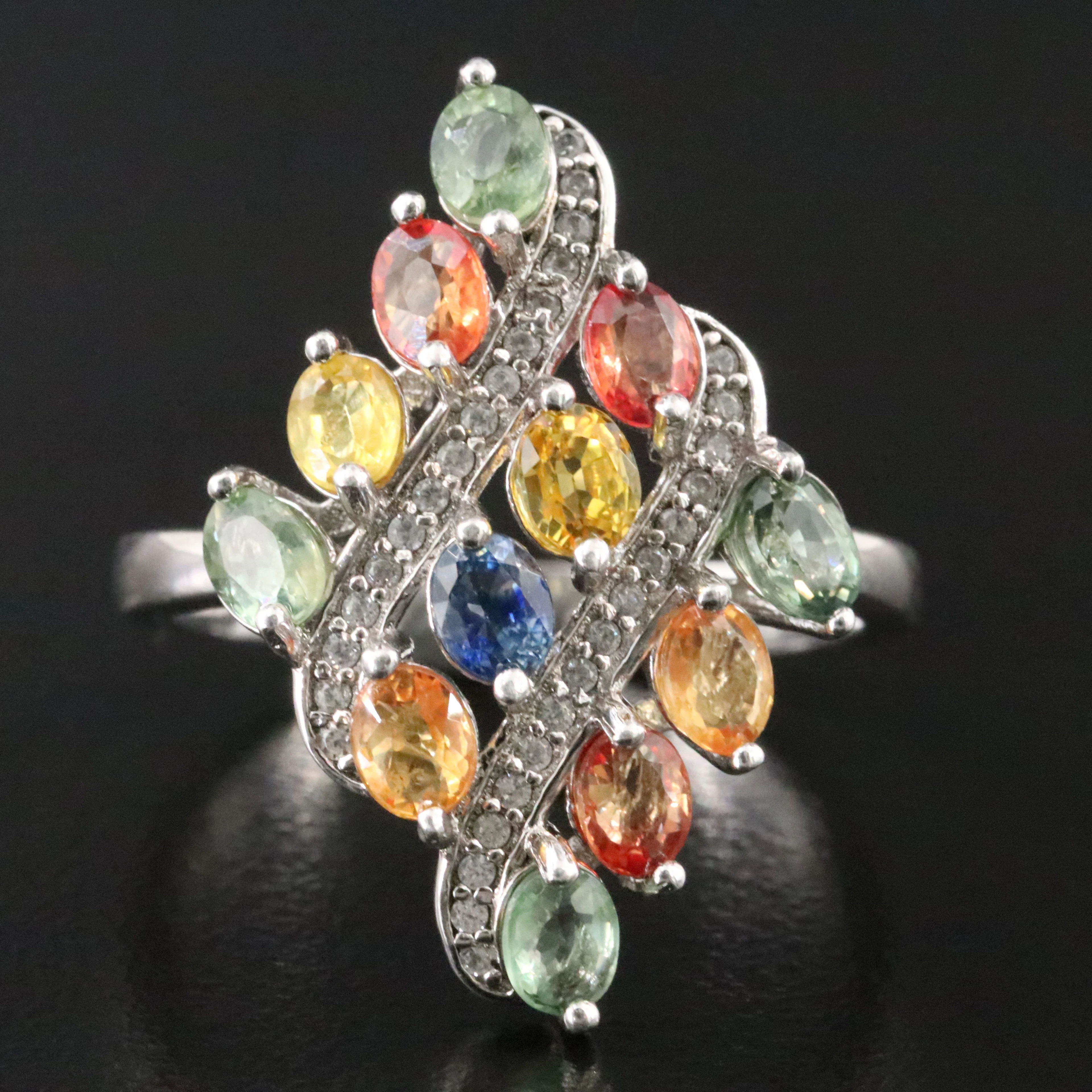 Sterling Multicolor Sapphire and Zircon Gemstone Ring