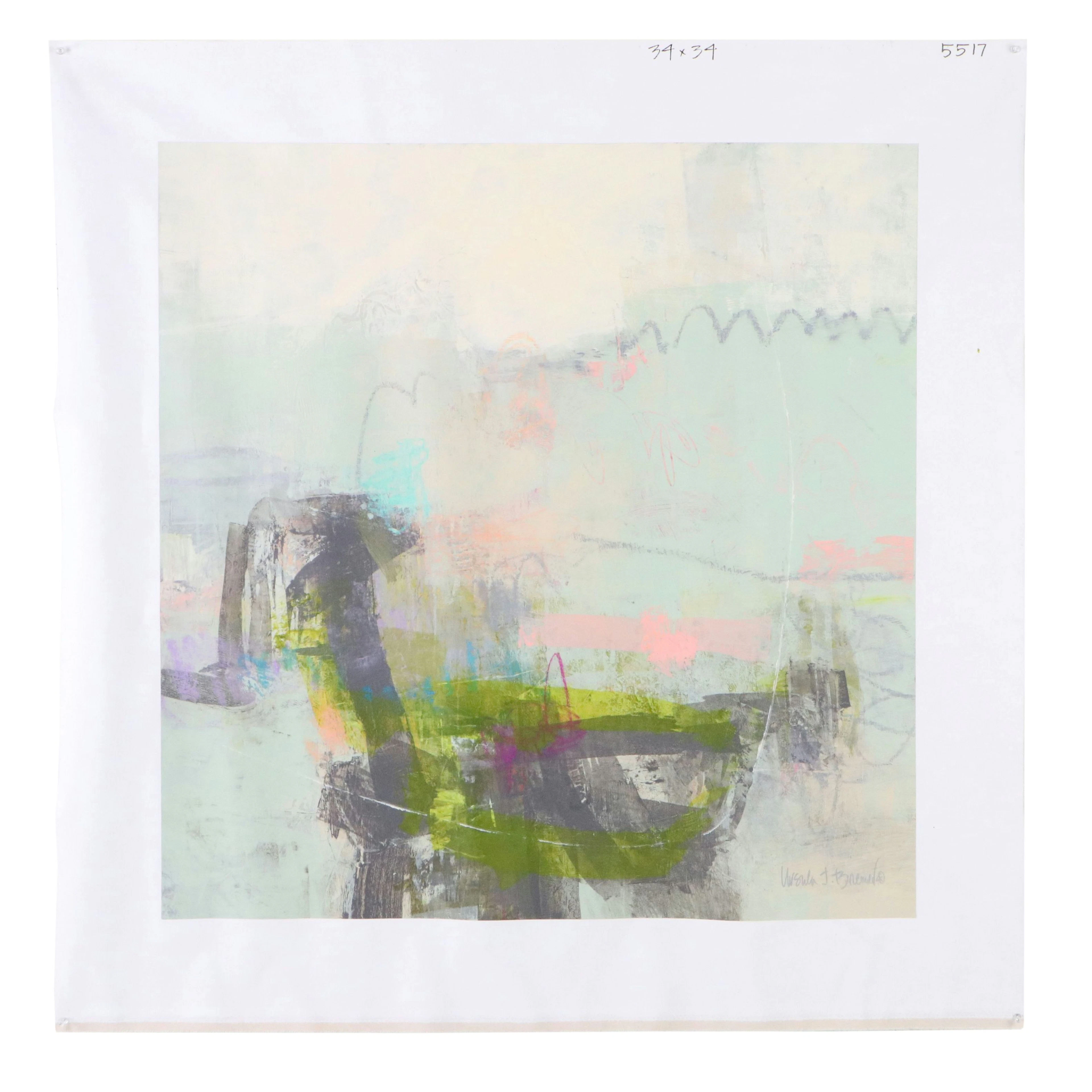 Ursula J. Brenner Abstract Mixed Media Painting, 21st Century