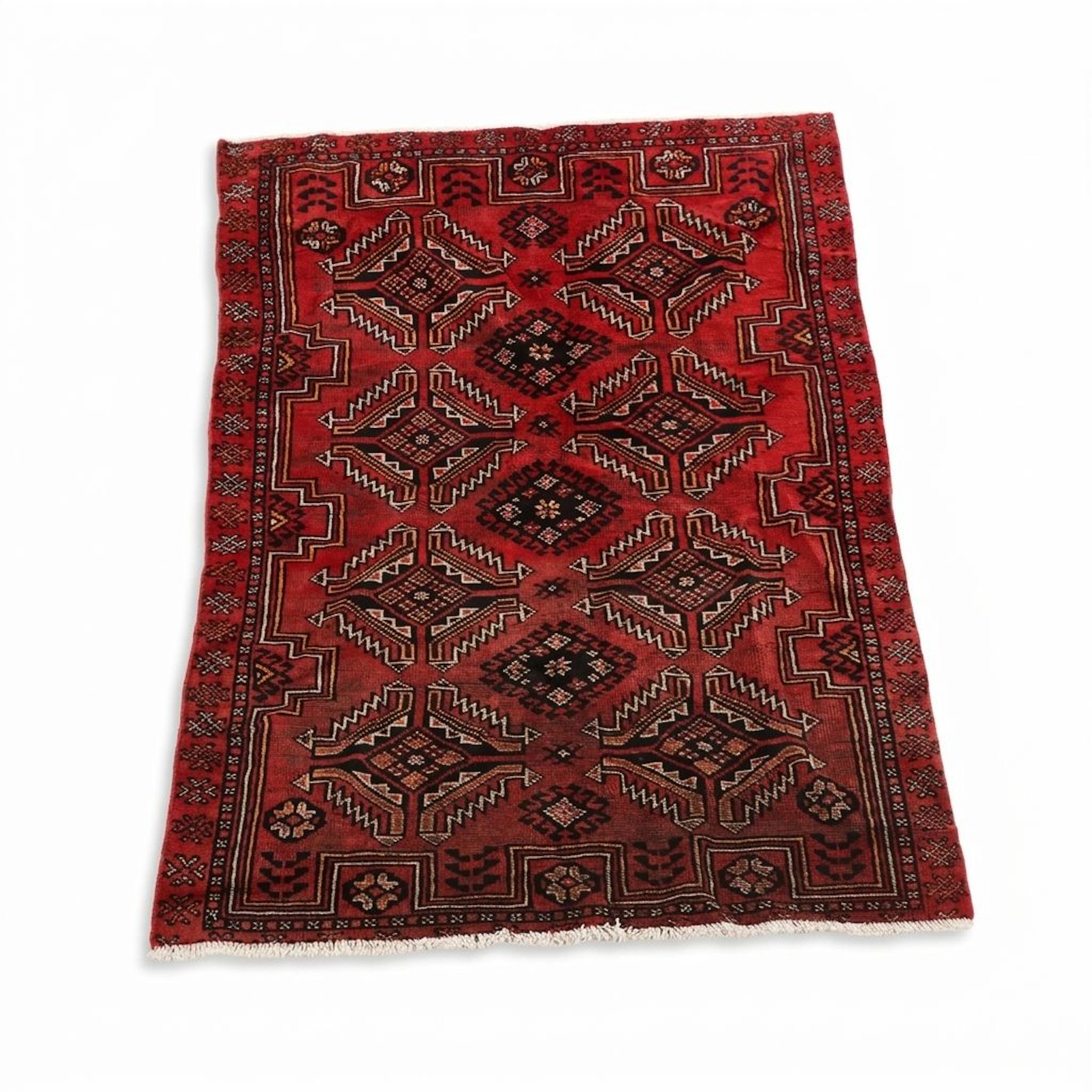 3'8 x 5'8 Hand-Knotted Afghan Baluch Area Rug